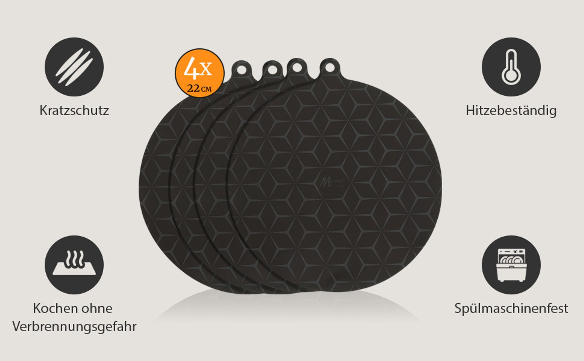 Meisterhome® Induktionsschutzmatte – Herdabdeckplatte - Herdabdeckung Induktionsfeld - Hitzeschutzmatte - Induktionsmatte für alle Größen - Silikon Matte - Induktion Schutzmatte, Model:Set 5