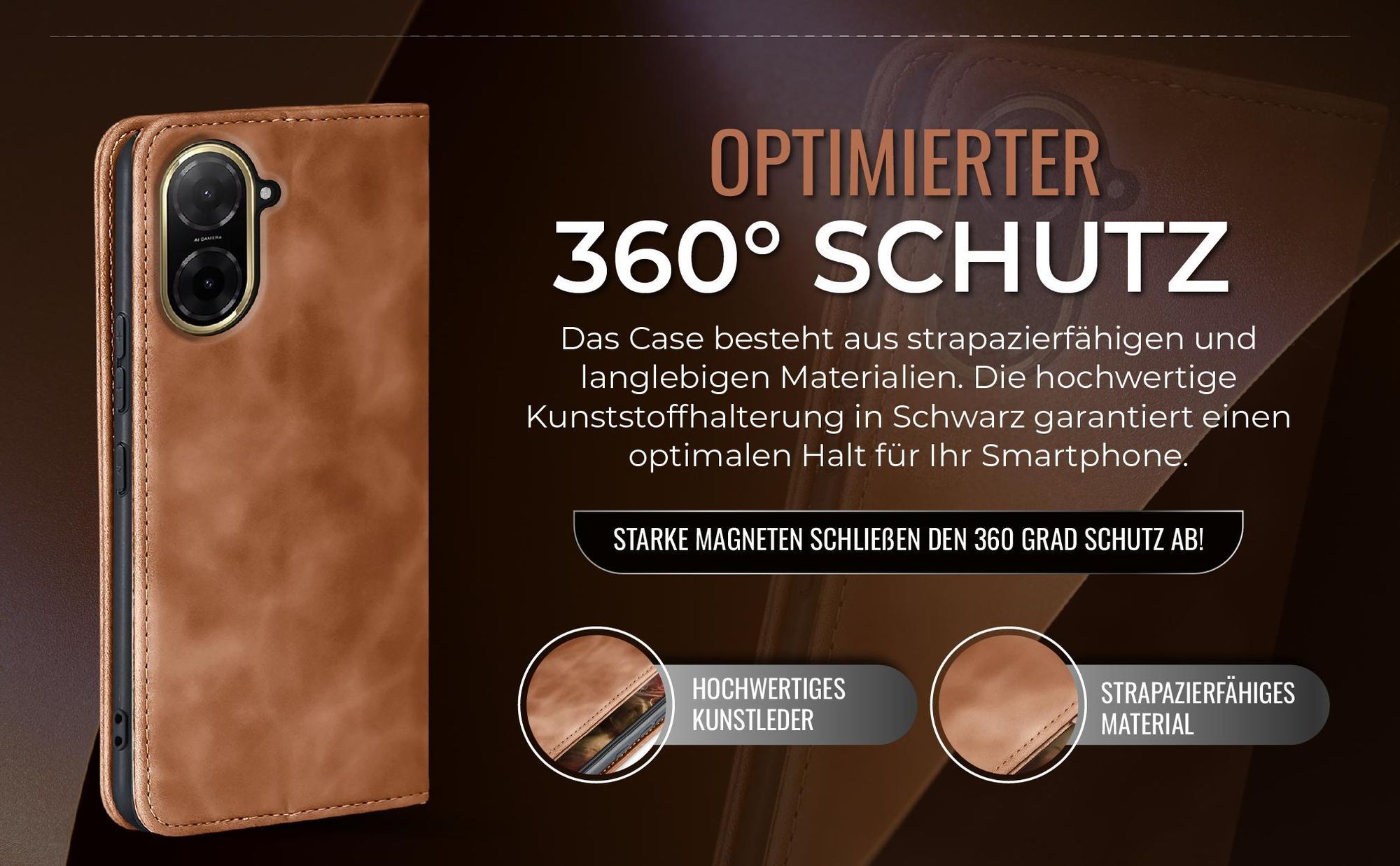 Hellbraune Handyhülle für Xiaomi Redmi A5 mit 360 Grad Schutz