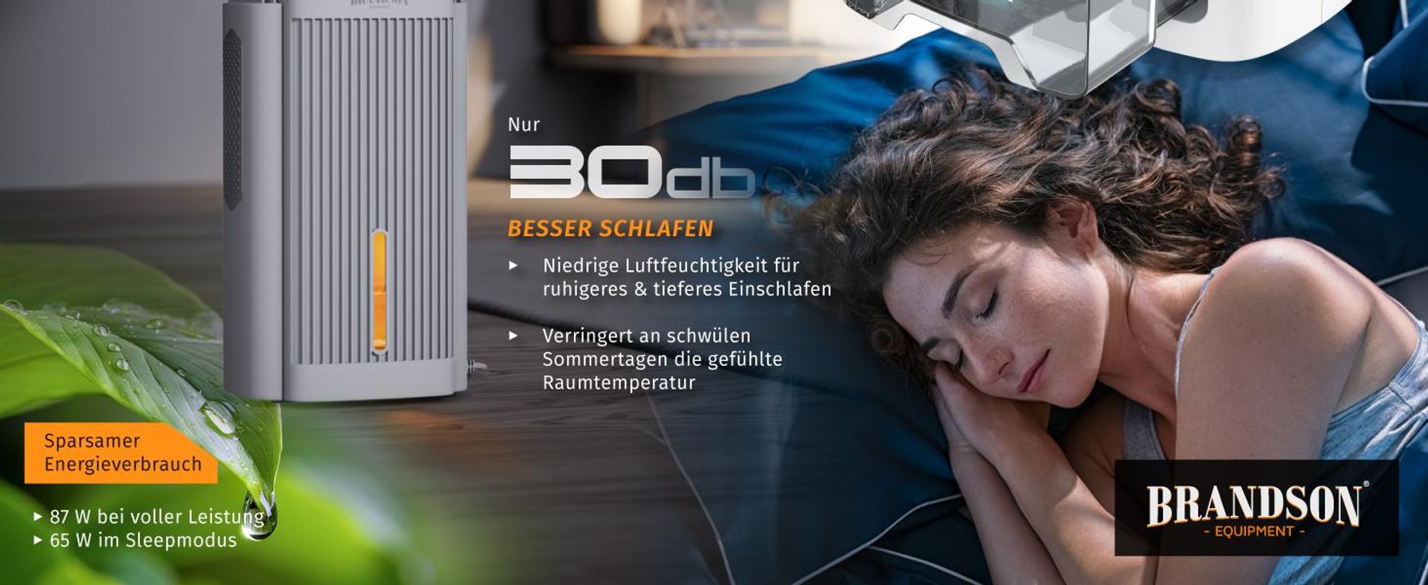 Brandson Luftentfeuchter elektrisch, Raumentfeuchter, klein & leise, Wassertank 2000 ml, für 20 m³ Räume, Entfeuchtung 0,6 l/Tag, Tank 0,6 l, Entfeuchter Peltier Dehumidifier für Wohnung, Badezimmer, Schlafzimmer