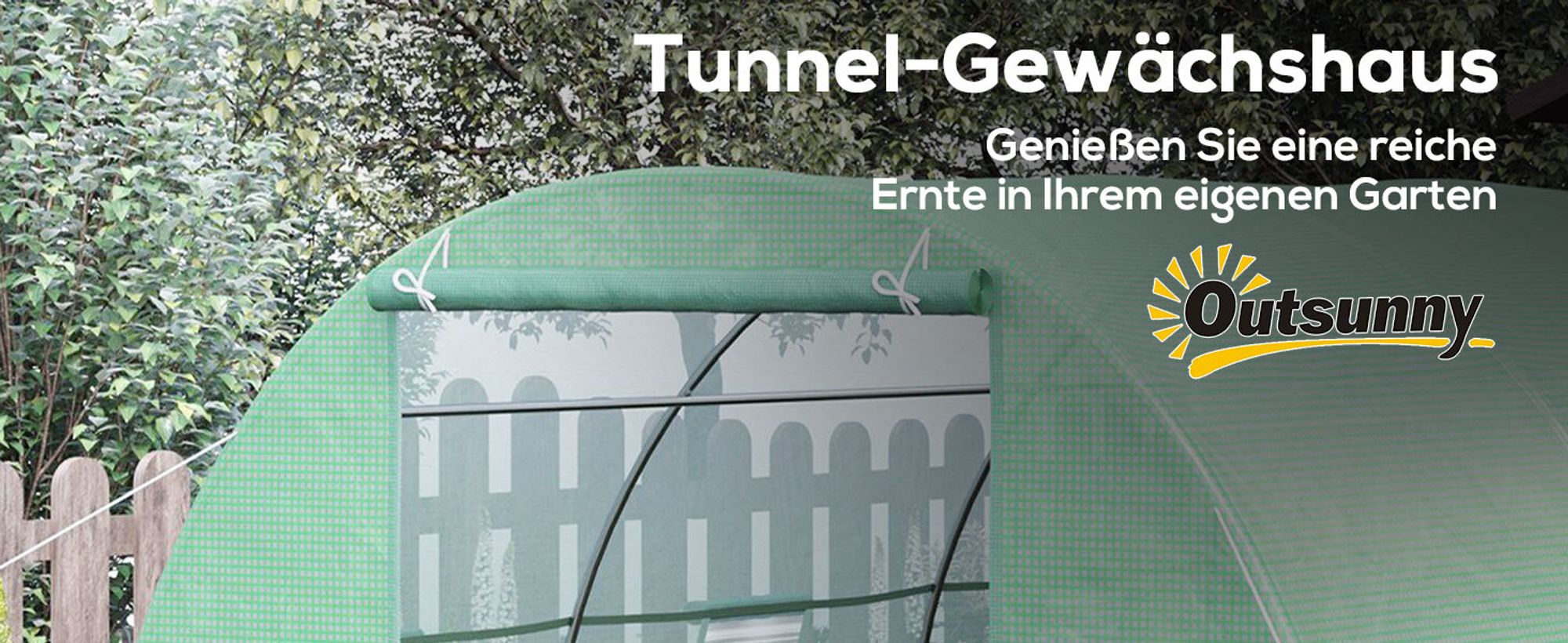 Outsunny Foliengewächshaus Tomatengewächshaus Treibhaus Folientunnel Frühbeet mit Fenster Grün 595 x 300 x 200 cm