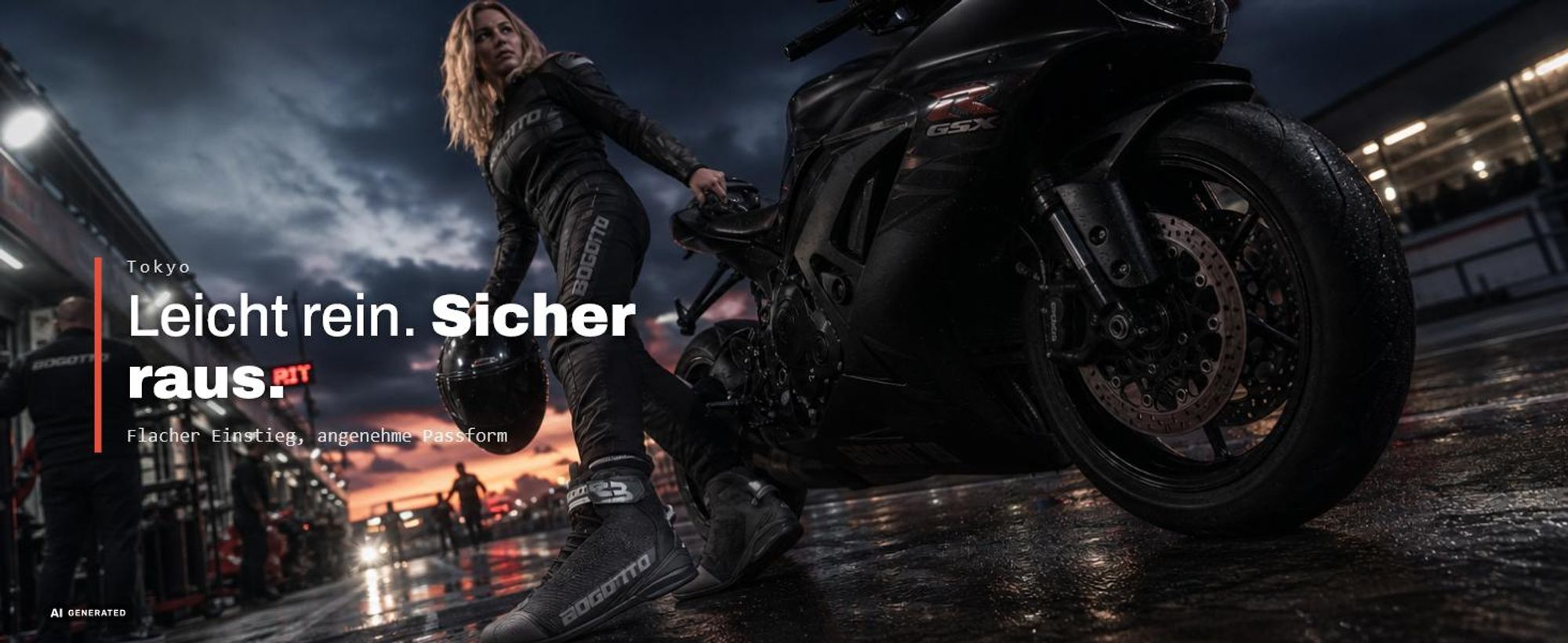 Bogotto Tokyo perforierte Motorrad Schuhe, schwarz/weiß/rot, 45