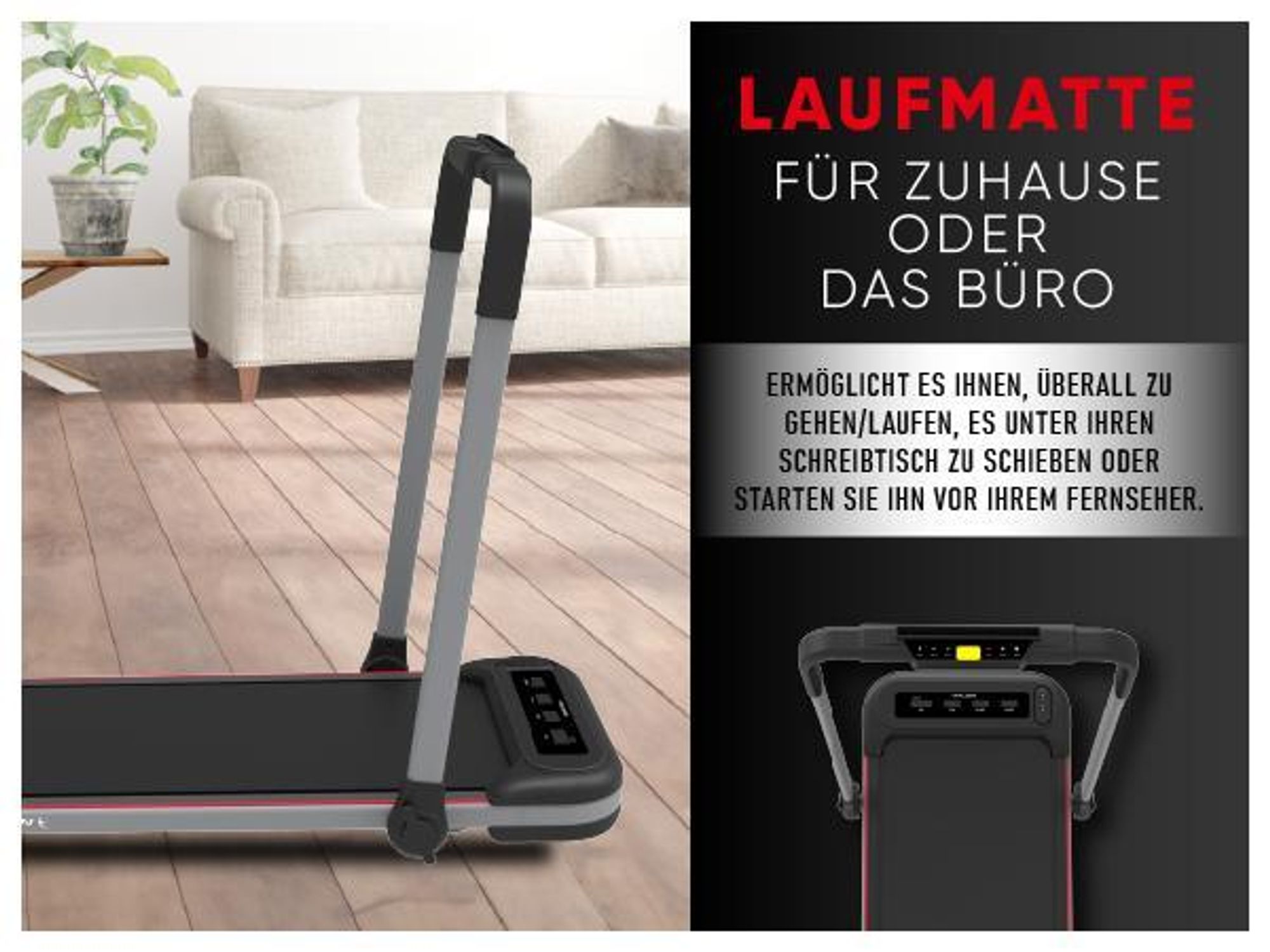 Walden F2600 Laufband 2 in 1 Walking Pad klappbar bis 10 kmh Untertisch Elektrisch Gehgerät Home Office Leise Fernbedienung LCD Display Belastbar 110k