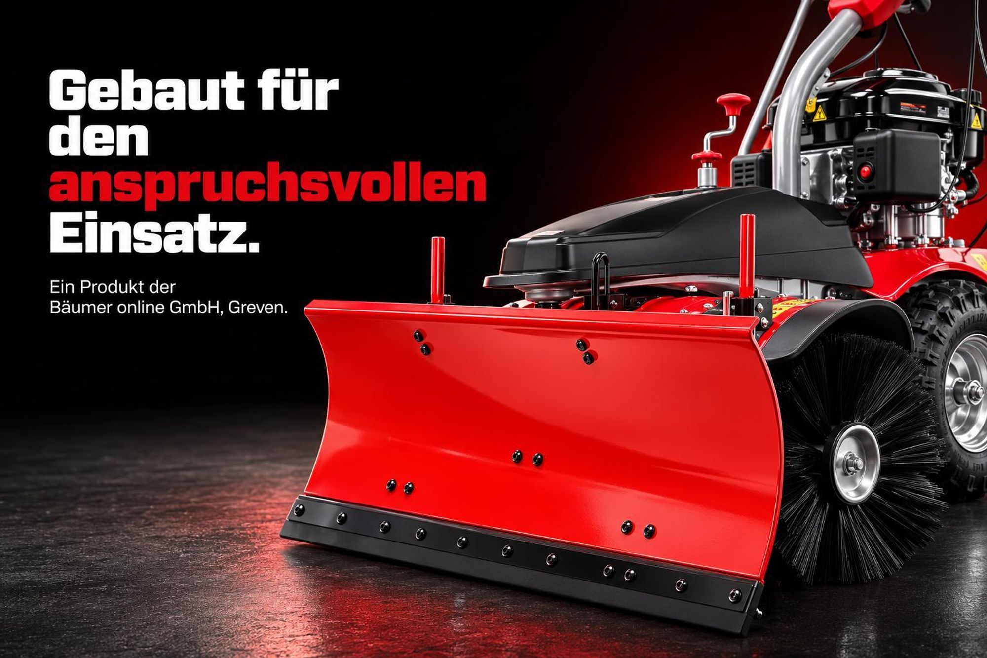 ONBEST Kehrmaschine Benzin | 100 cm Arbeitsbreite | 6,5 PS | mit Schneeschild | Auffangbox | Schneeketten