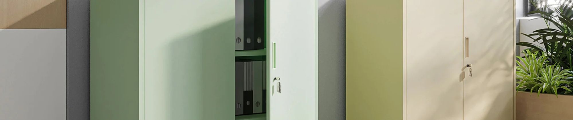 Kleiner Aktenschrank C001B Büroschrank mit Flügeltüren Metallschrank Lagerschrank Pulverbeschichtet Stahlblech Abschließbar 92,5 x 90 x 40 cm, Farbe: Pastellgrün