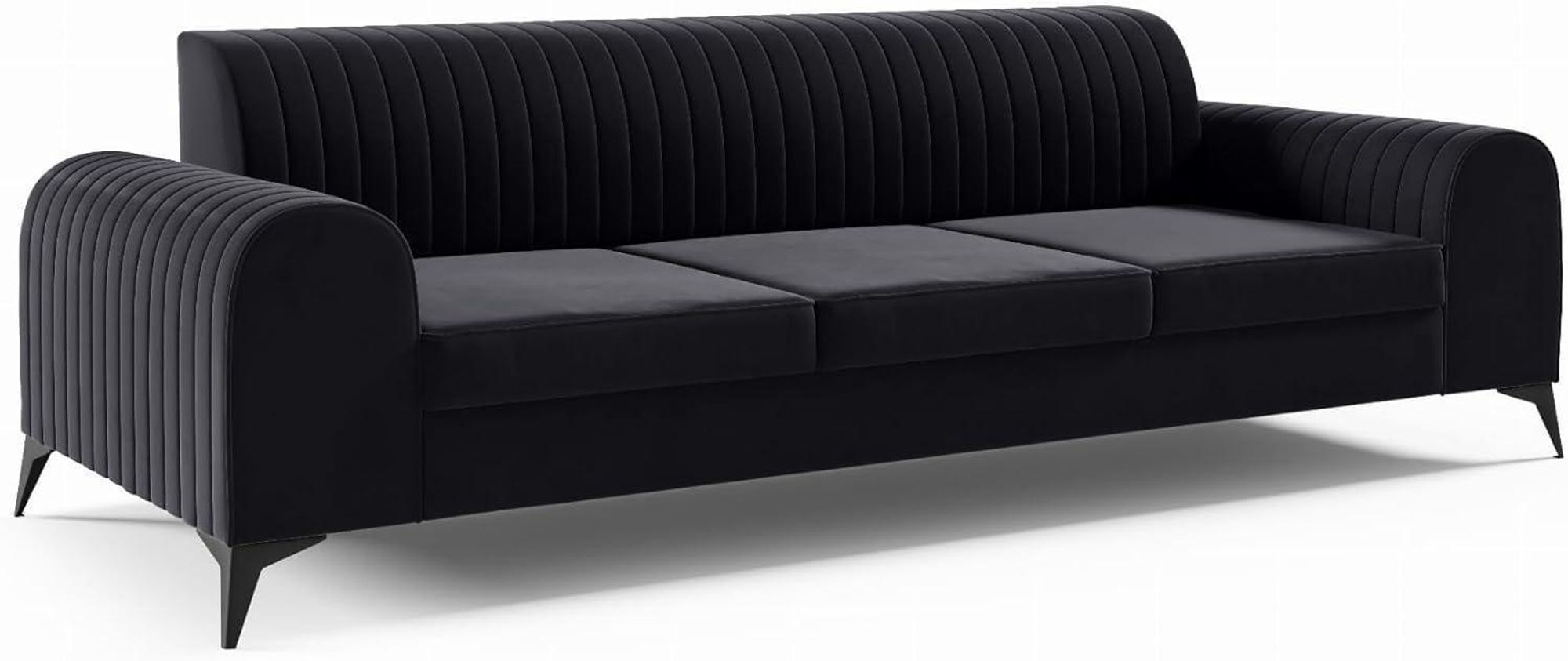 LIKMA Ekrü 3 Sitzer Samt Sofa Elsa 234x77x93 cm 3-er Couchgarnitur Hydrophobe Beschichtung Velvet Moderne Wohnzimmer Couch Velours Glamour Design Stoff Fresh 01