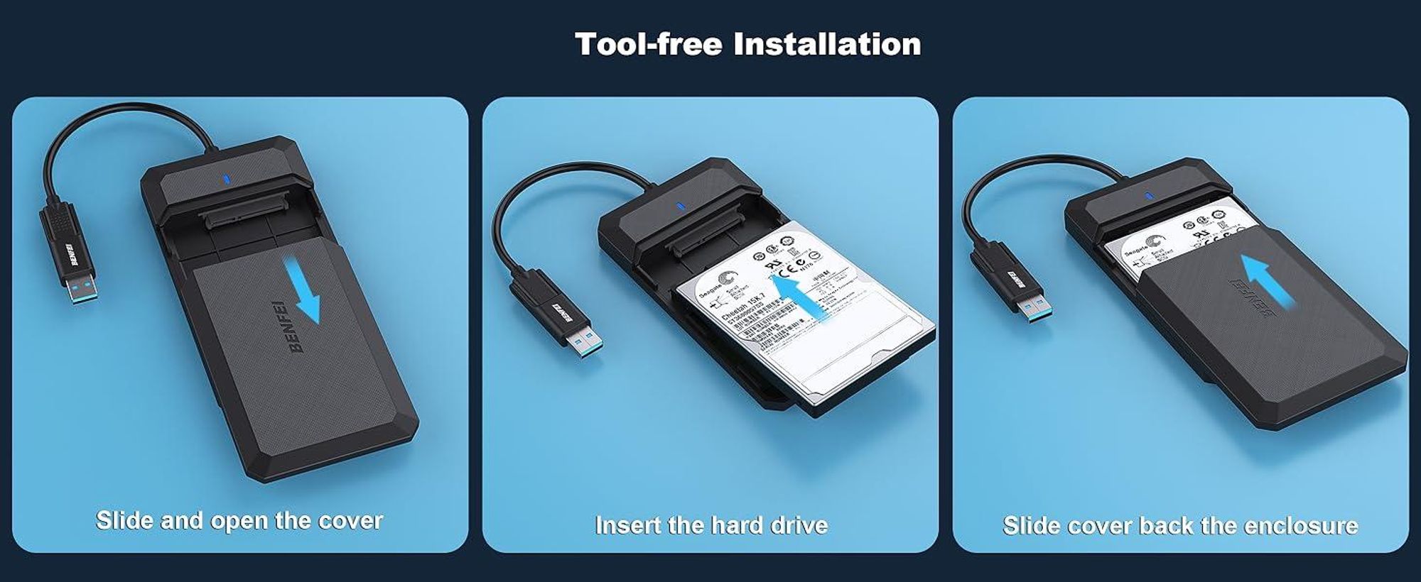 BENFEI Festplattengehäuse Externes 2.5 Zoll SATA Festplattengehäuse USB C /A