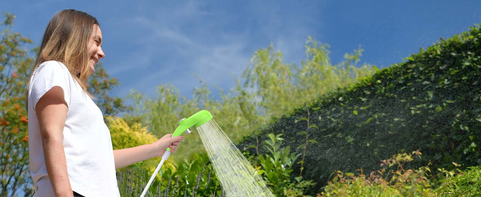 Tragbare Campingdusche Akku mit Pumpe, Camping Dusche Outdoor , Mobile Duschen Außenduschen mit Duschkopf und Schlauch, für Camping Garten Autowaschen