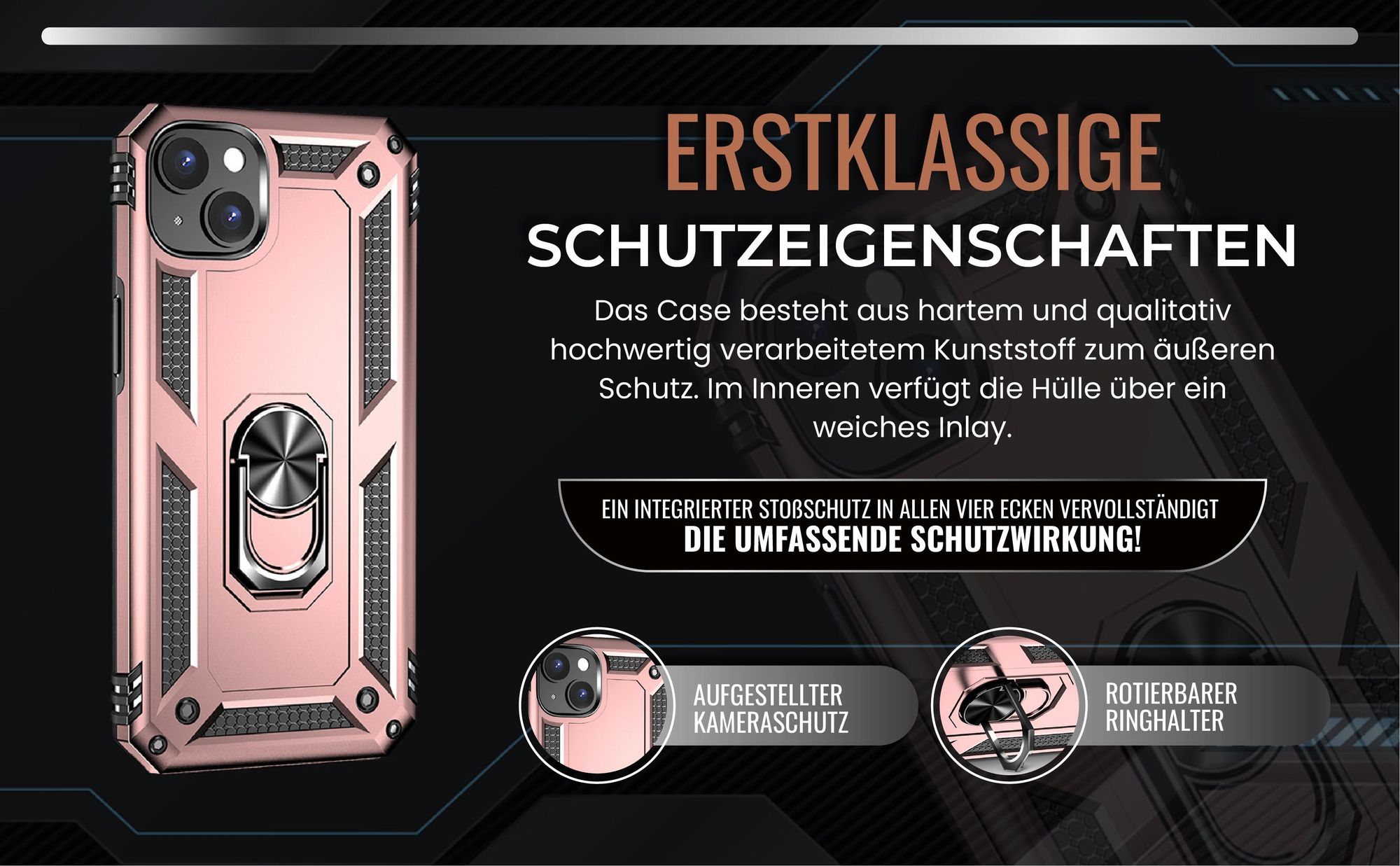 Handycase in Rosegold für Apple iPhone 15 mit Kameraschutz