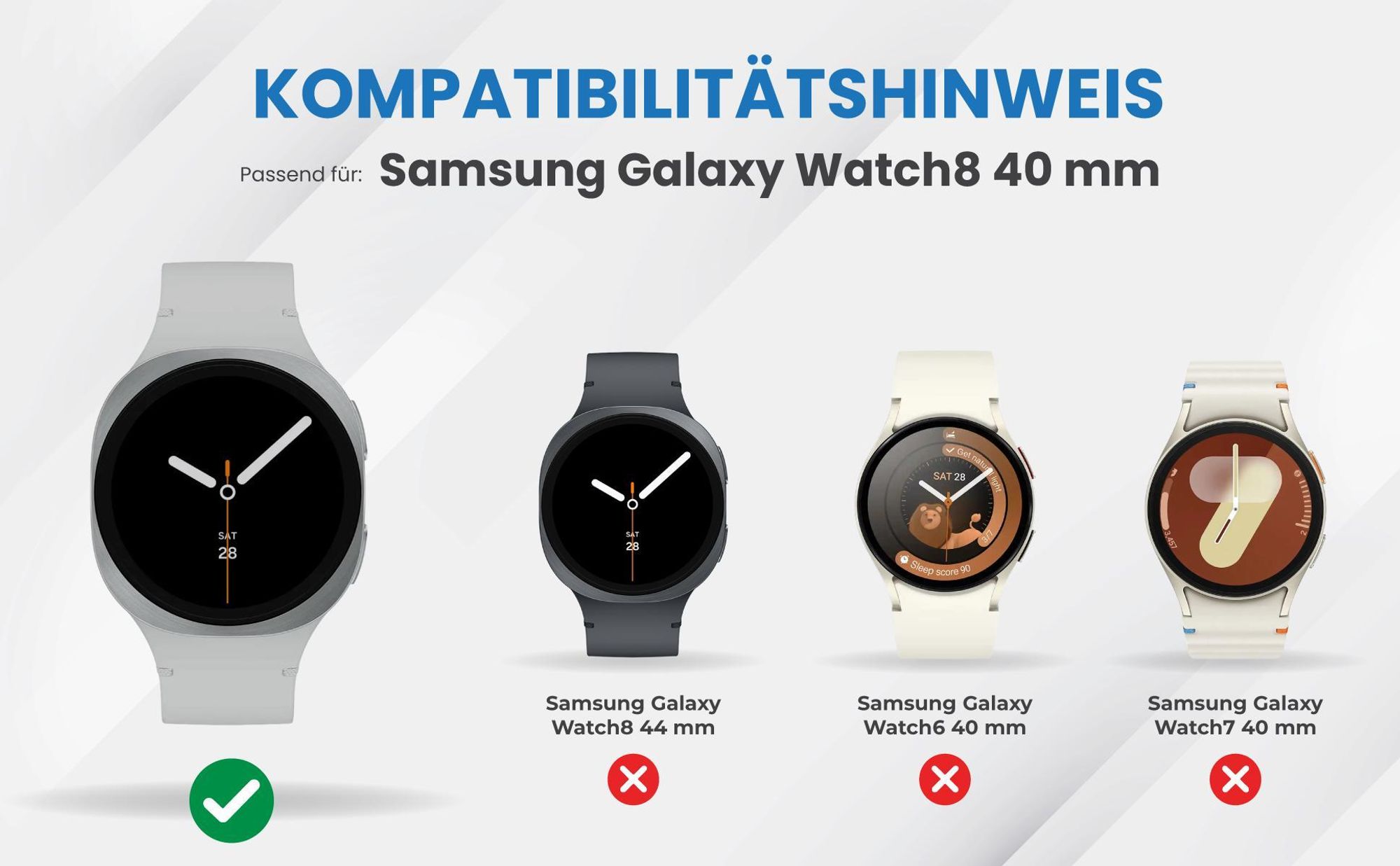 Kompatibilitätshinweise Hülle für Samsung Galaxy Watch8 40 mm