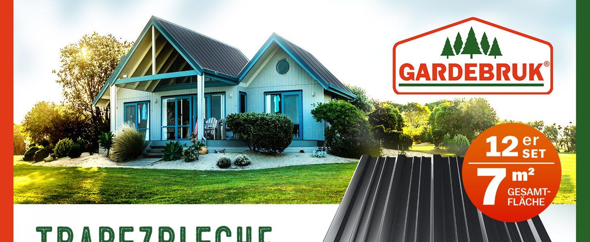 GARDEBRUK® 12x Trapezbech 129x46cm