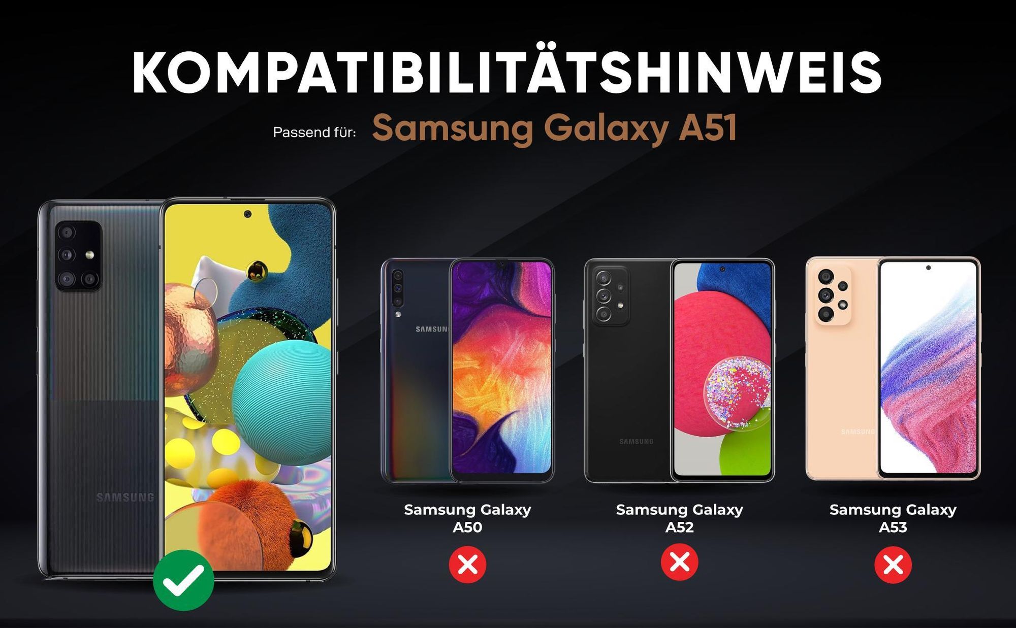 Kompatibilitätshinweise Hülle für Samsung Galaxy A51