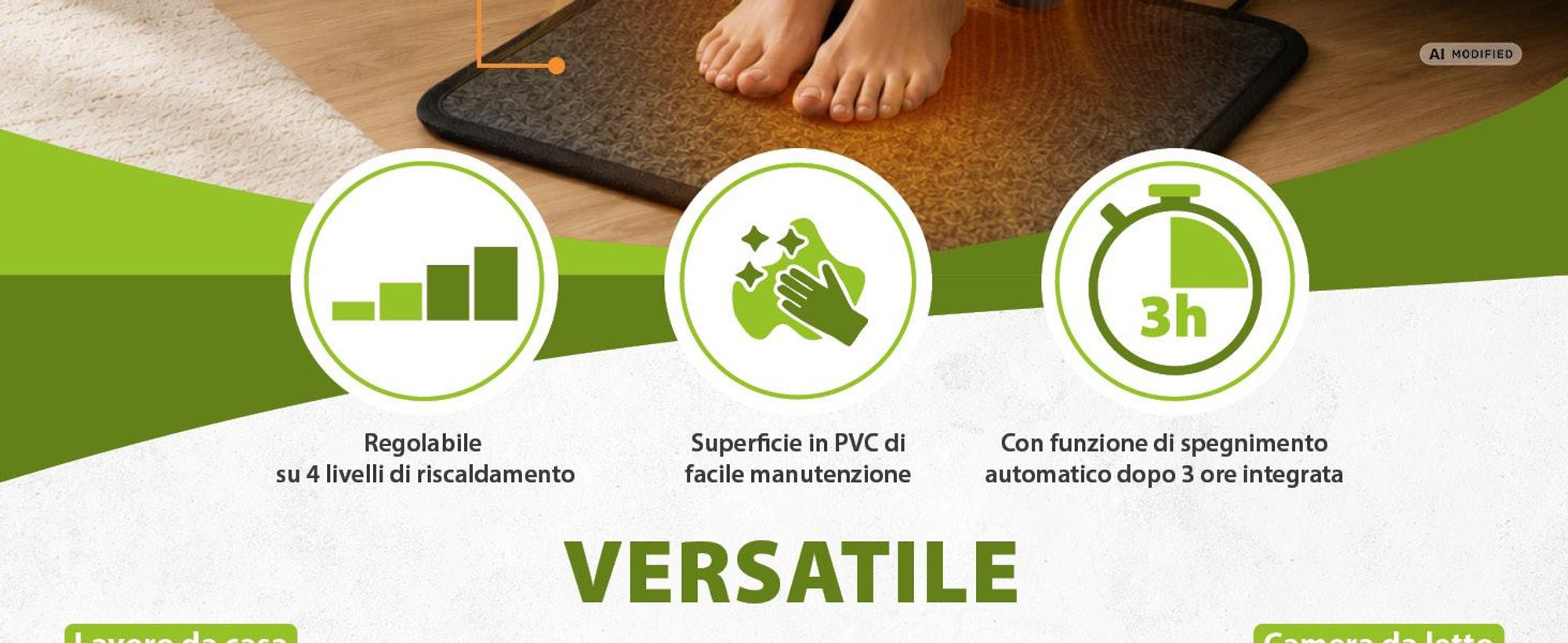 Tappeto riscaldante in PVC 40x50cm con interruttore a pedale