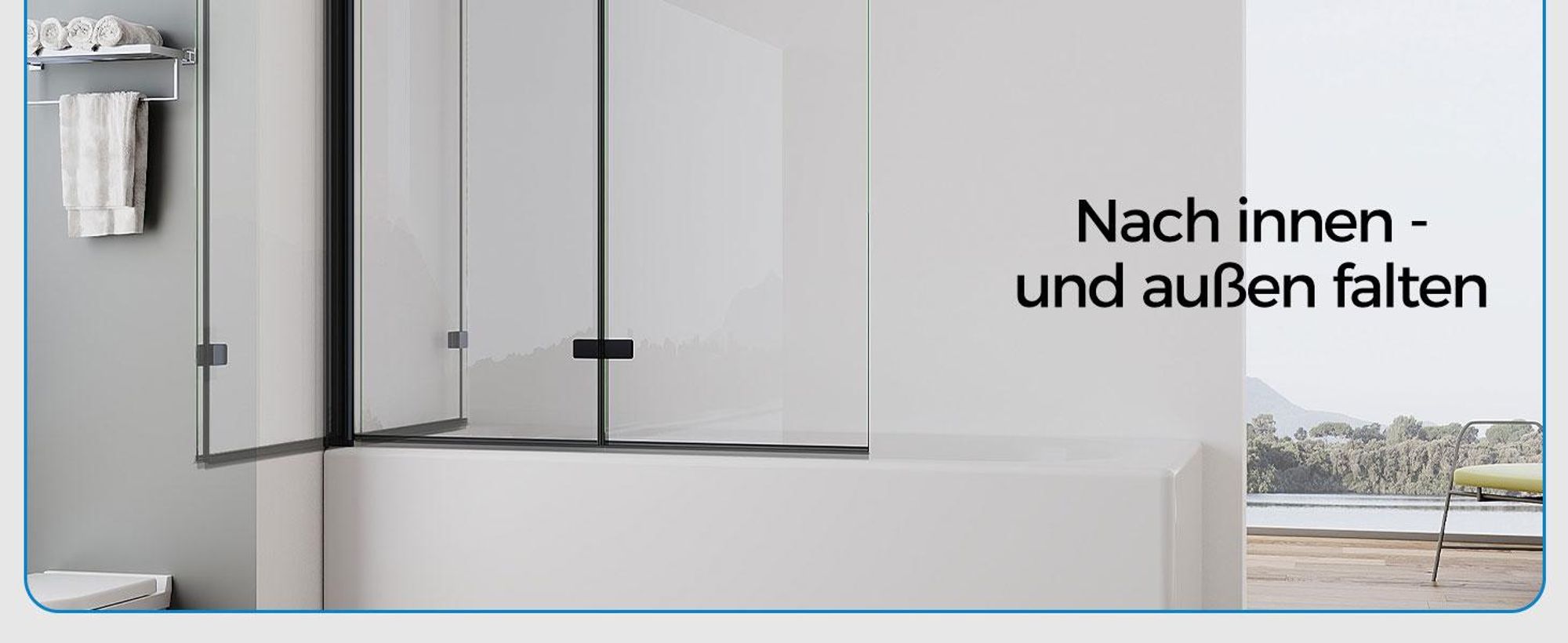 IMPTS Duschwand für Badewanne 100x140cm Faltbar Duschabtrennung 2-teilig Badewannenaufsatz ESG GLAS Badwannenfaltwand Schwarze, Klarglas