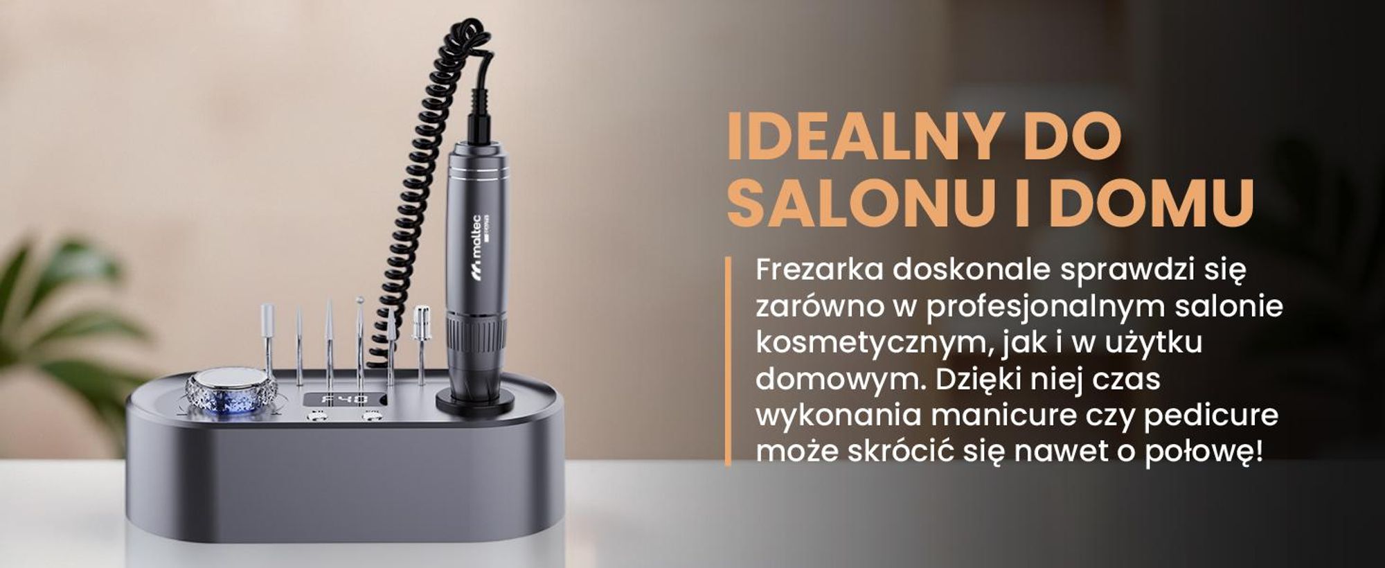 Mocna frezarka do paznokci z zestawem bitów oraz funkcją Twist Lock