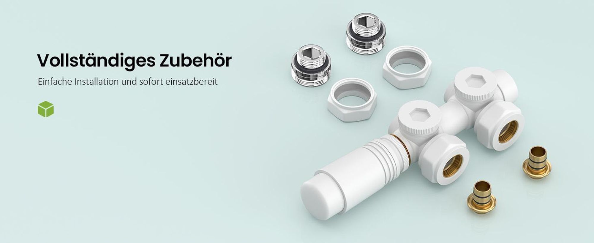 S'AFIELINA Multiblock Set für Heizkörper Anschlussarmatur, Weiß (1 St) Thermotstat Hahnblock Ventil Heizungszubehör Eck- und Durchgangsform