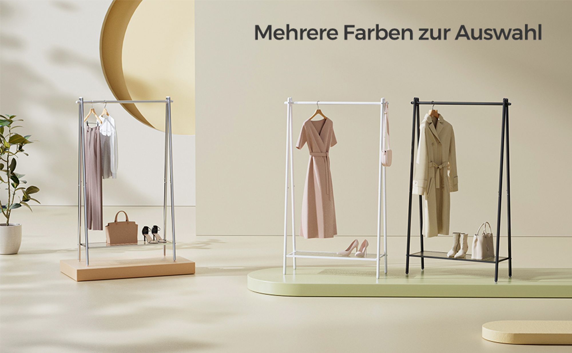 SONGMICS Kleiderständer, Garderobe, Garderobenständer, Kleiderablage, Stahlrahmen, mit Stange und Regal, 33,5 x 92,5 x 153 cm, für Schlafzimmer