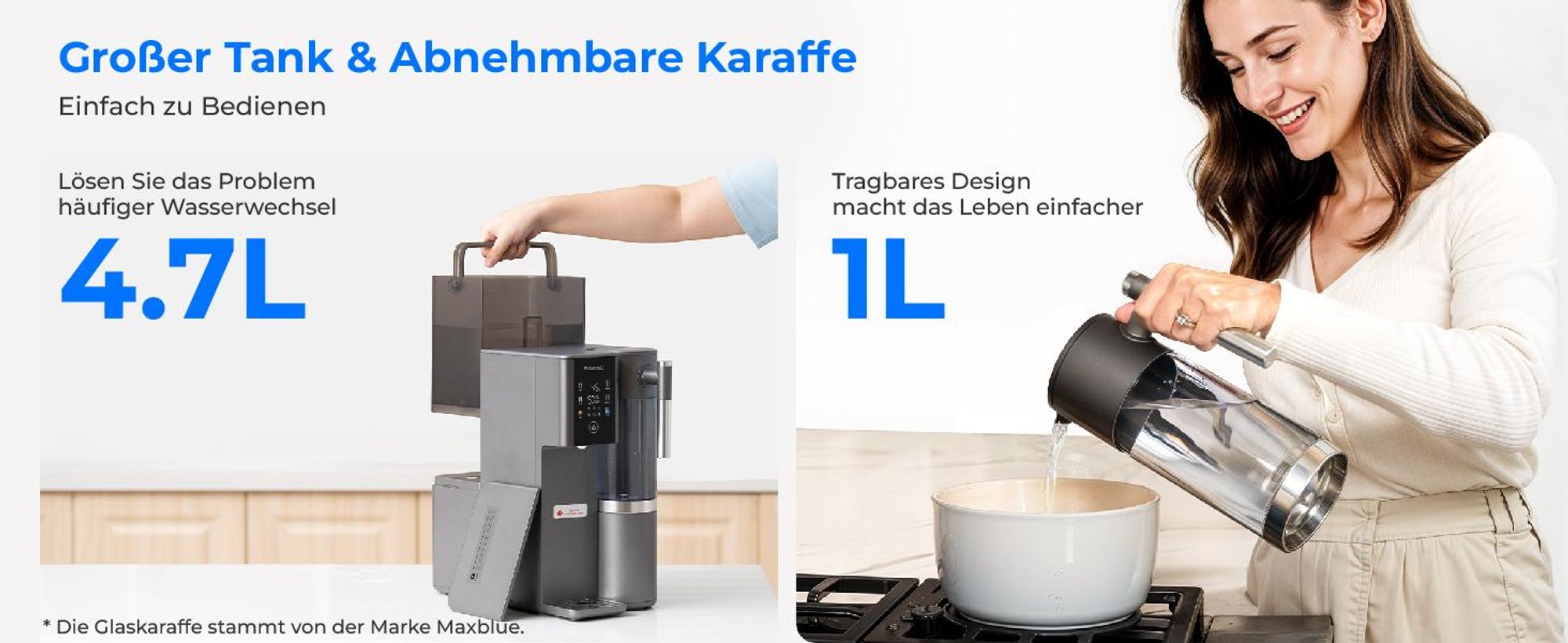 [Mineralisiert] Waterdrop WD-A2G Auftisch-Umkehrosmoseanlage, Heiß- und Kalt-RO, Tragbarer Reinwassertank, 6 Temperaturen
