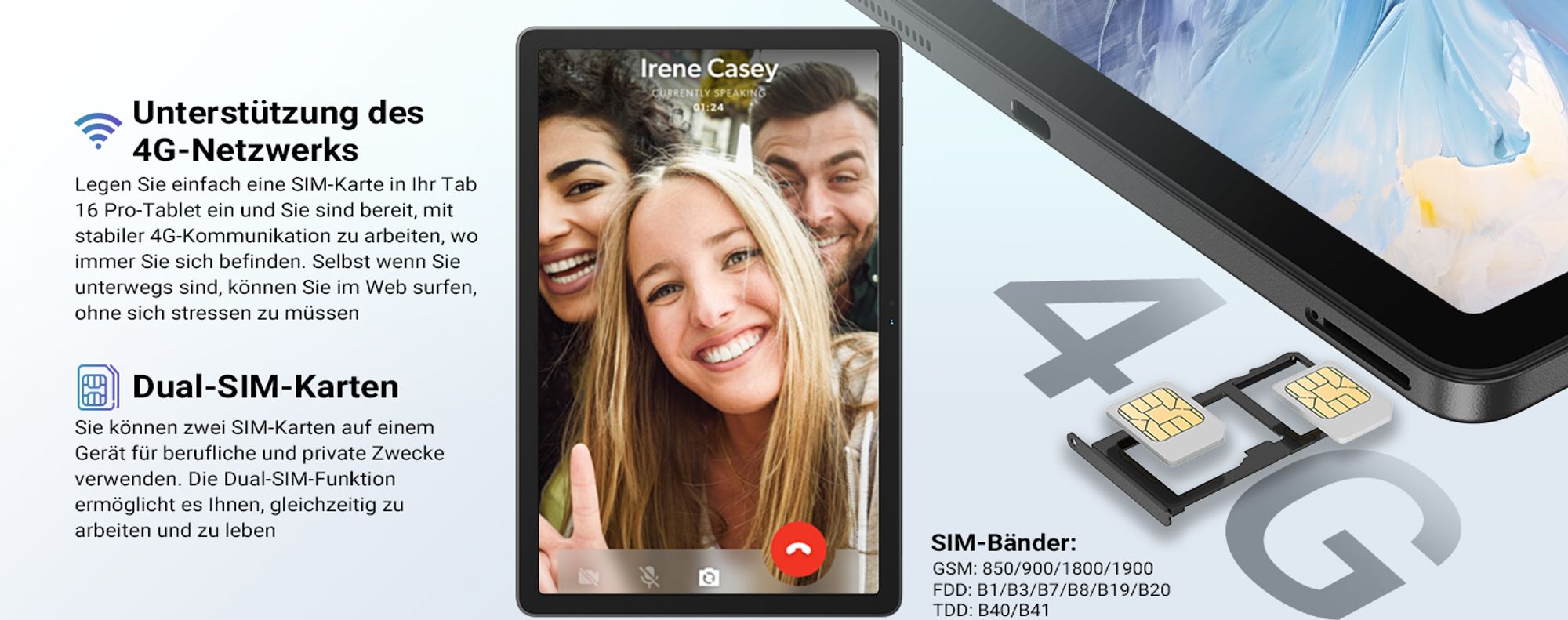 Blackview Tab 16 Pro, 4G LTE+5G Wifi, 16GB+256GB (1TB TF), 11 Zoll, FHD, Octa-Core, 7700mAh, 8MP+13MP, Gemini AI, mit Hülle, Stift, Android 14 Tablet