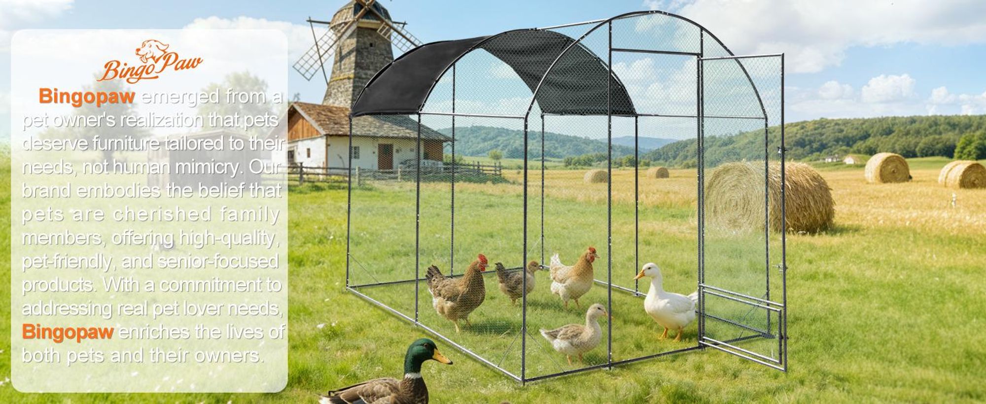 WISFOR Hühnerstall 203x302x220cm Hühnerhaus Kleintierstall Geflügelstall mit Dach