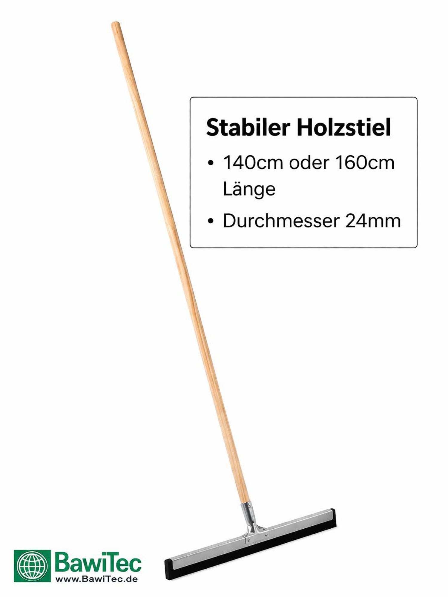 Profi Wasserschieber 55cm Breit mit Stiel Holzstiel 160cm Lang Wasserabzieher Metall Holz Gummischieber Bodenabzieher Abzieher