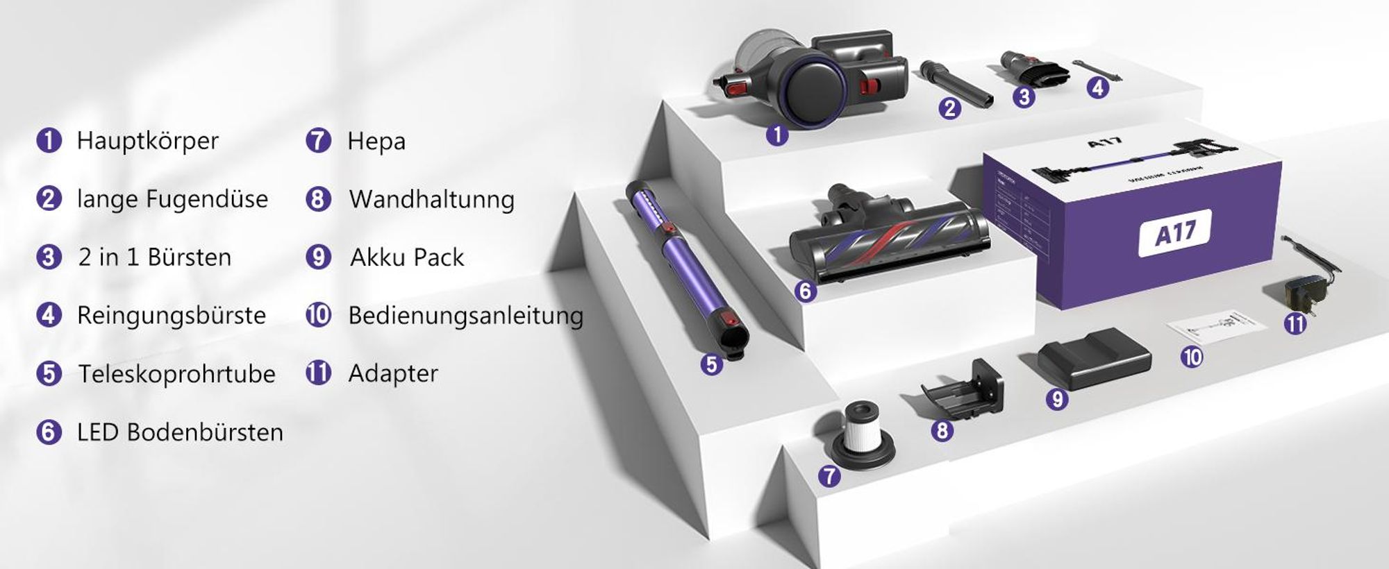 Aiibot Akku Staubsauger, 60000Pa/600W/55Min/1,8L Staubsauger Kabellos mit Display, Anti-Tangle-Bürste,Ultraleise,für Tierhaare/Teppiche/Hartböden/Auto