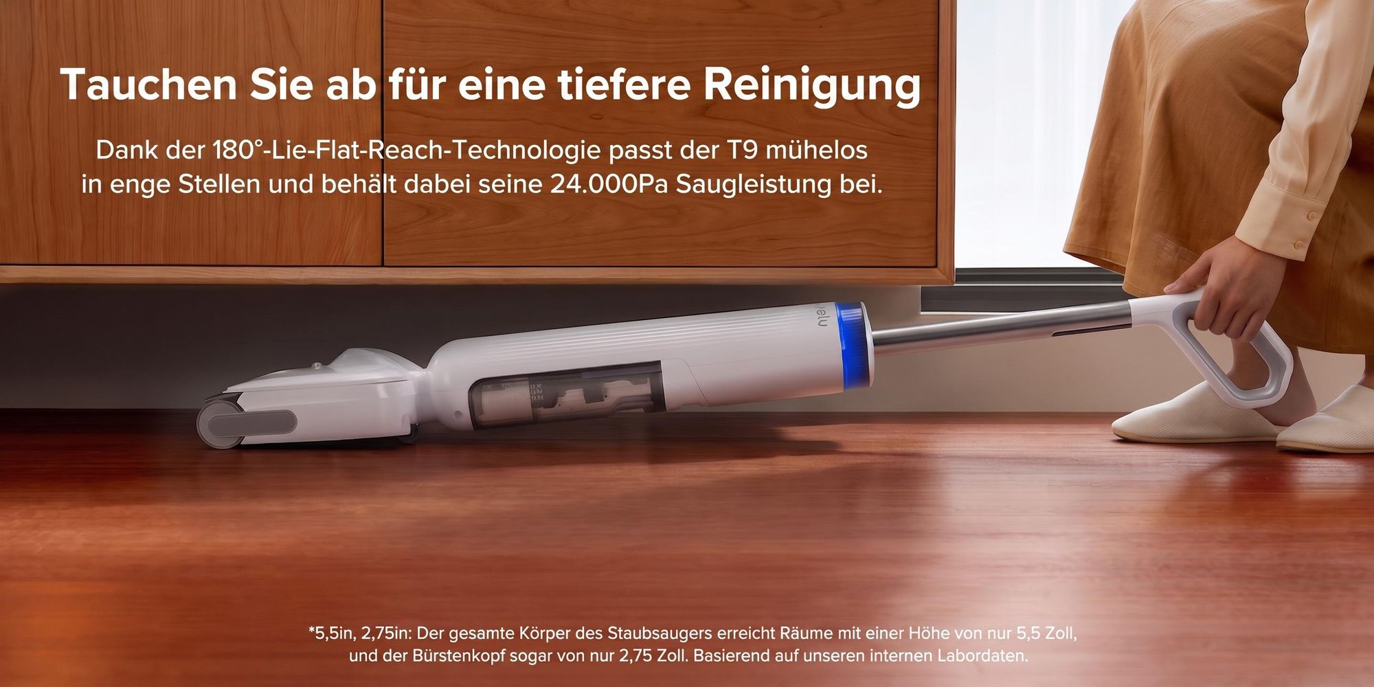Lubluelu T9 Akku Wischsauger Nass- und Trockensauger mit Wischfunktion, Hartbodenreiniger 21000Pa, 180° flach liegend, 45 Min Laufzeit Selbstreinigung