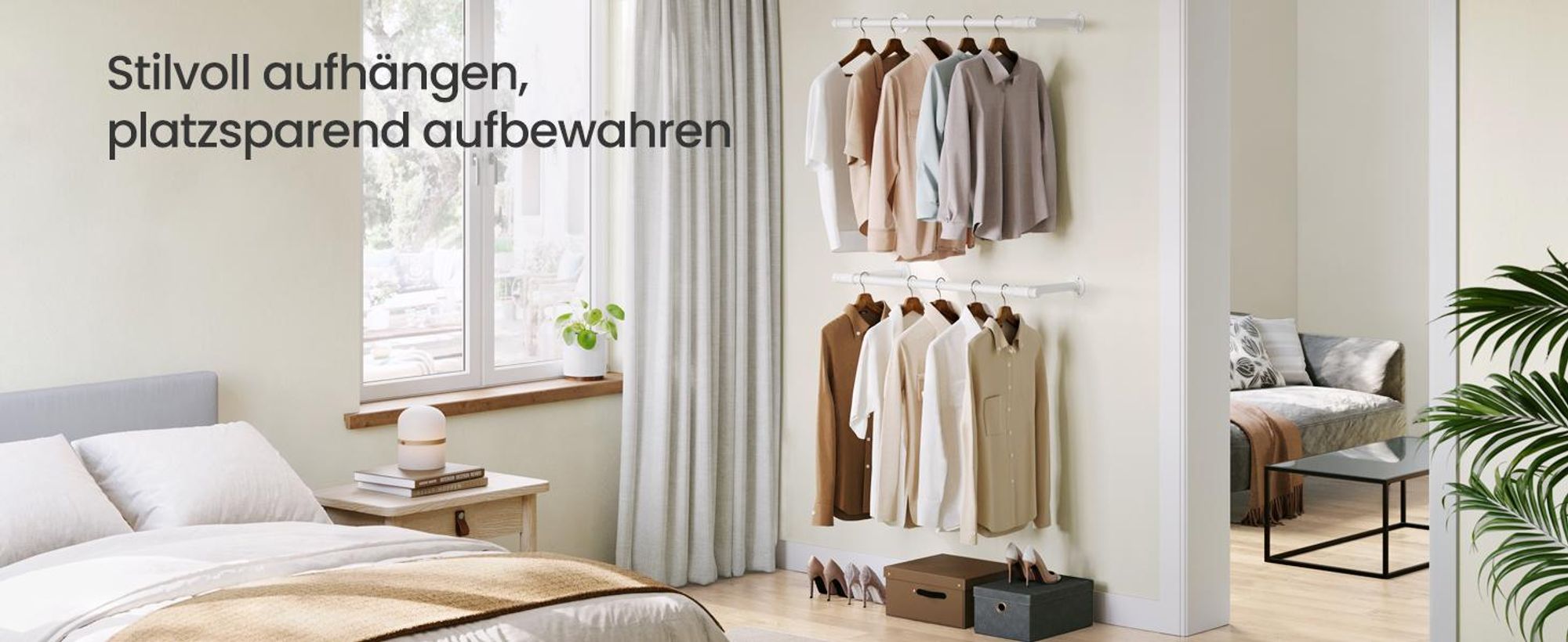 SONGMICS Kleiderstange für die Wand, 2er Set, Kleiderständer Wandmontage