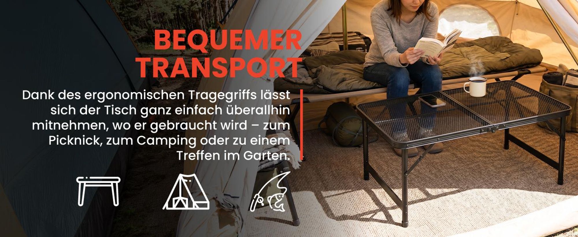 Campingtisch Klapptisch im Koffer höhenverstellbar 2/70cm Gartentisch Aluminium
