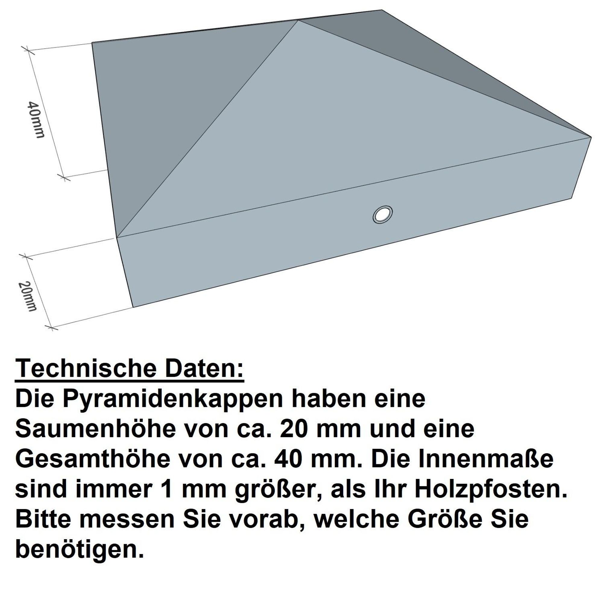 Pfostenkappe Aluminium Pyramide für Pfosten 10x10 cm - inkl. 2x Edelstahl-Schrauben