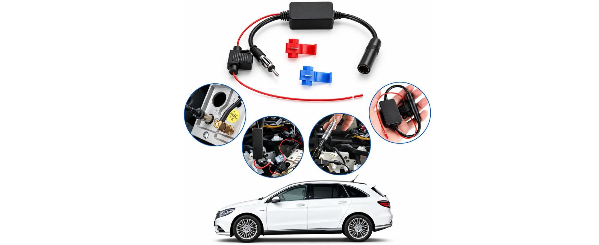 F86 Auto Antennenverstärker 12V FM/AM – DIN Stecker Signalverstärker für Radioempfang – Universal für PKW