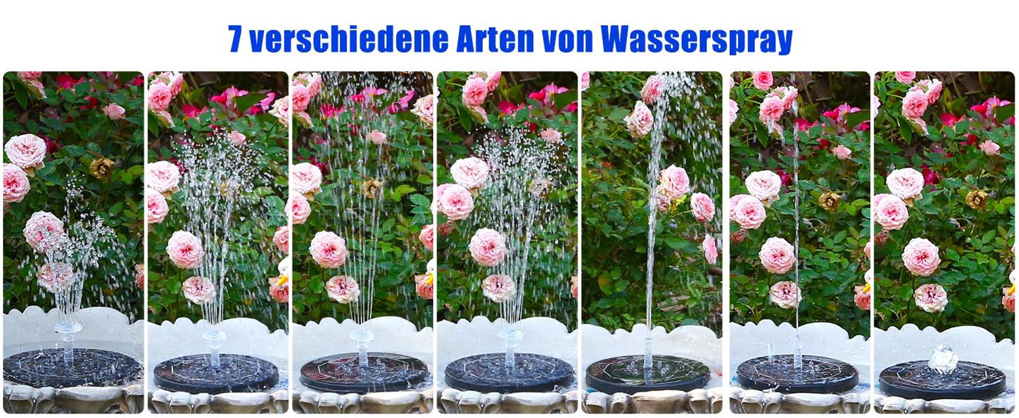 LED Solar Springbrunnen, 5.5W Solar Teichpumpe mit Solar Panel, Solar Teichpumpe Wasserpumpe Solar Schwimmender Fontäne Pumpe für Garten, Vogel-Bad