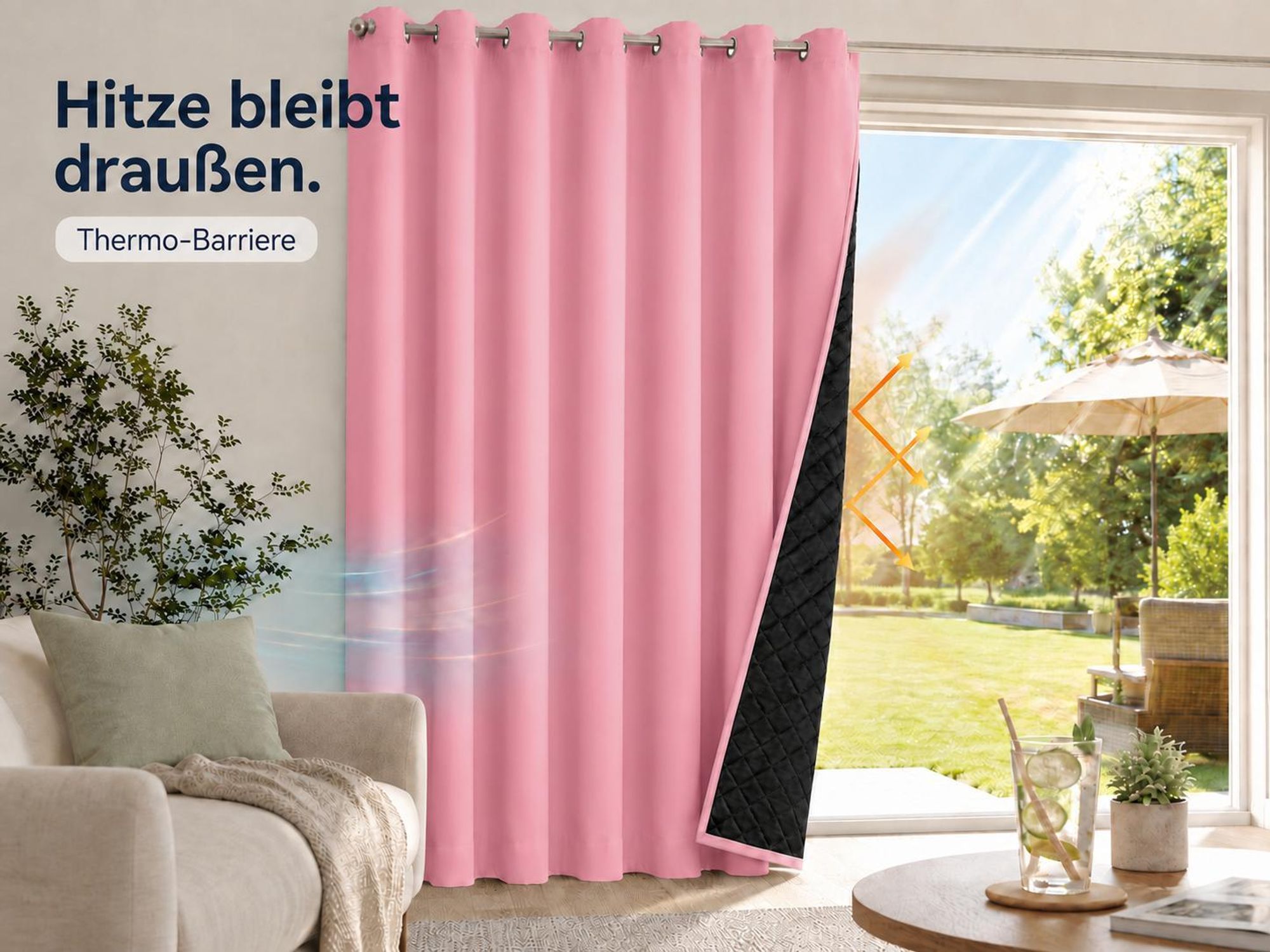 1x 100% Verdunkelung Thermo Vorhänge Rosa Blickdicht Verdunkelungsvorhang mit Ösen Einfarbige, 132*213cm