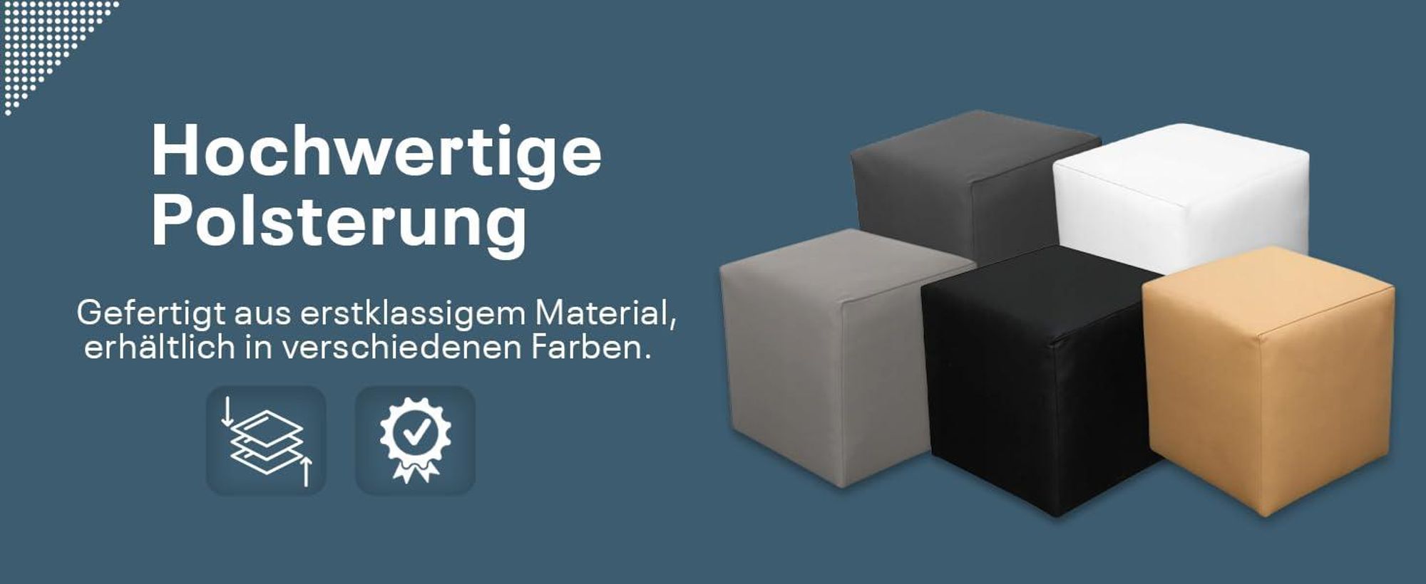 Sitzhocker Sitzwürfel | Bodenkissen Hocker | Sitzwürfel Kunstleder | Fußhocker Wohnzimmer | Sitzwürfel 40x40x40 | Sitzwürfel Holzwerkstoff (Weiß)