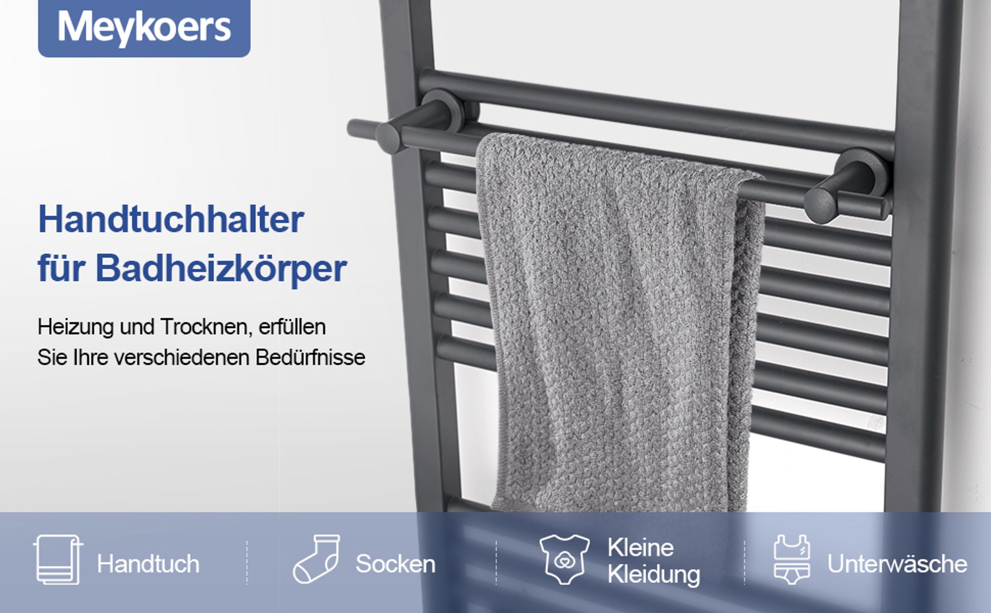 Heilmetz Handtuchhalter für Badheizkörper Handtuchstange Direktam Handtuchheizkörper anbringen Heizkörper Zubehör Handtuchstange gerade 460mmAnthrazit