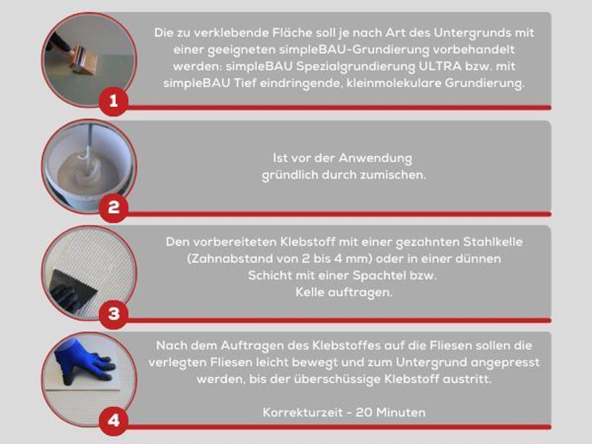 SimpleBau Fertigfliesenkleber Universal Kleber für Gipskartonplatten, 7kg