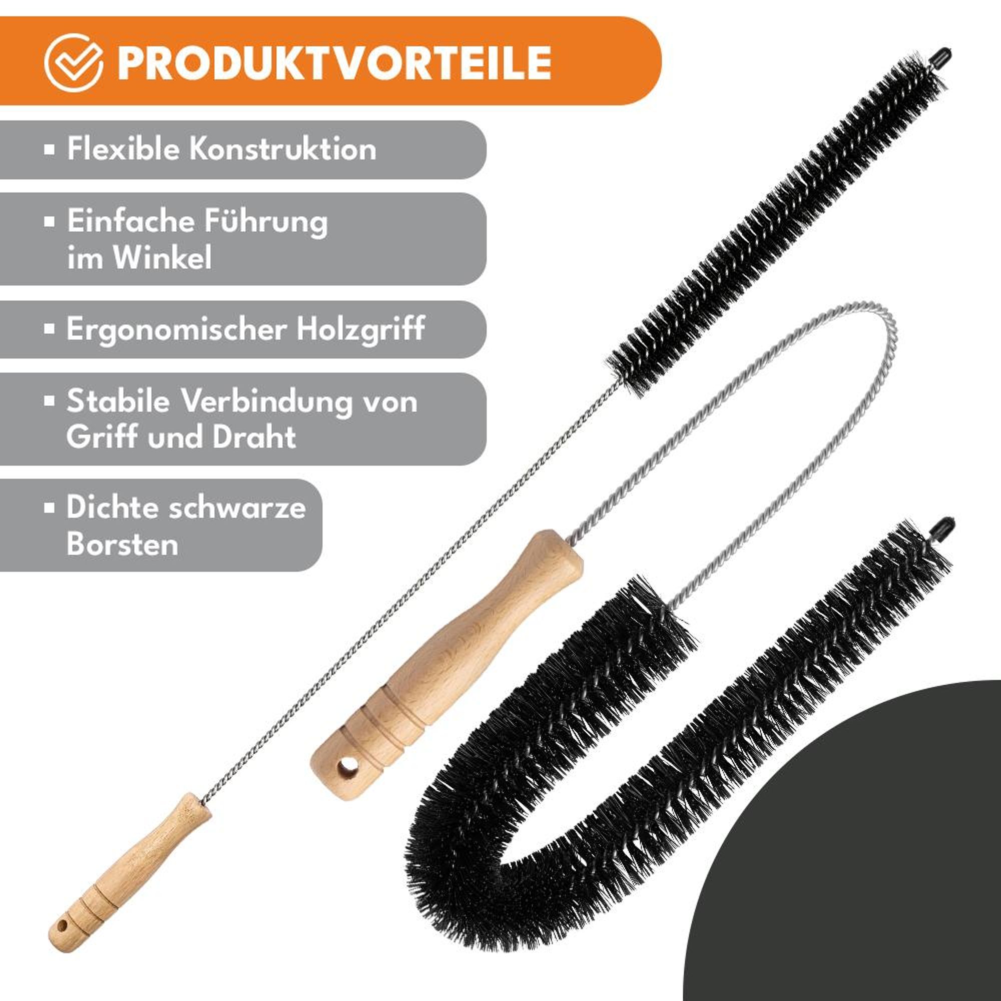 KRUMAD Heizkörperbürste 70 cm Lang, Flexible Heizungsbürste mit Holzgriff, Reinigungsbürste für Flachheizkörper Radiatoren