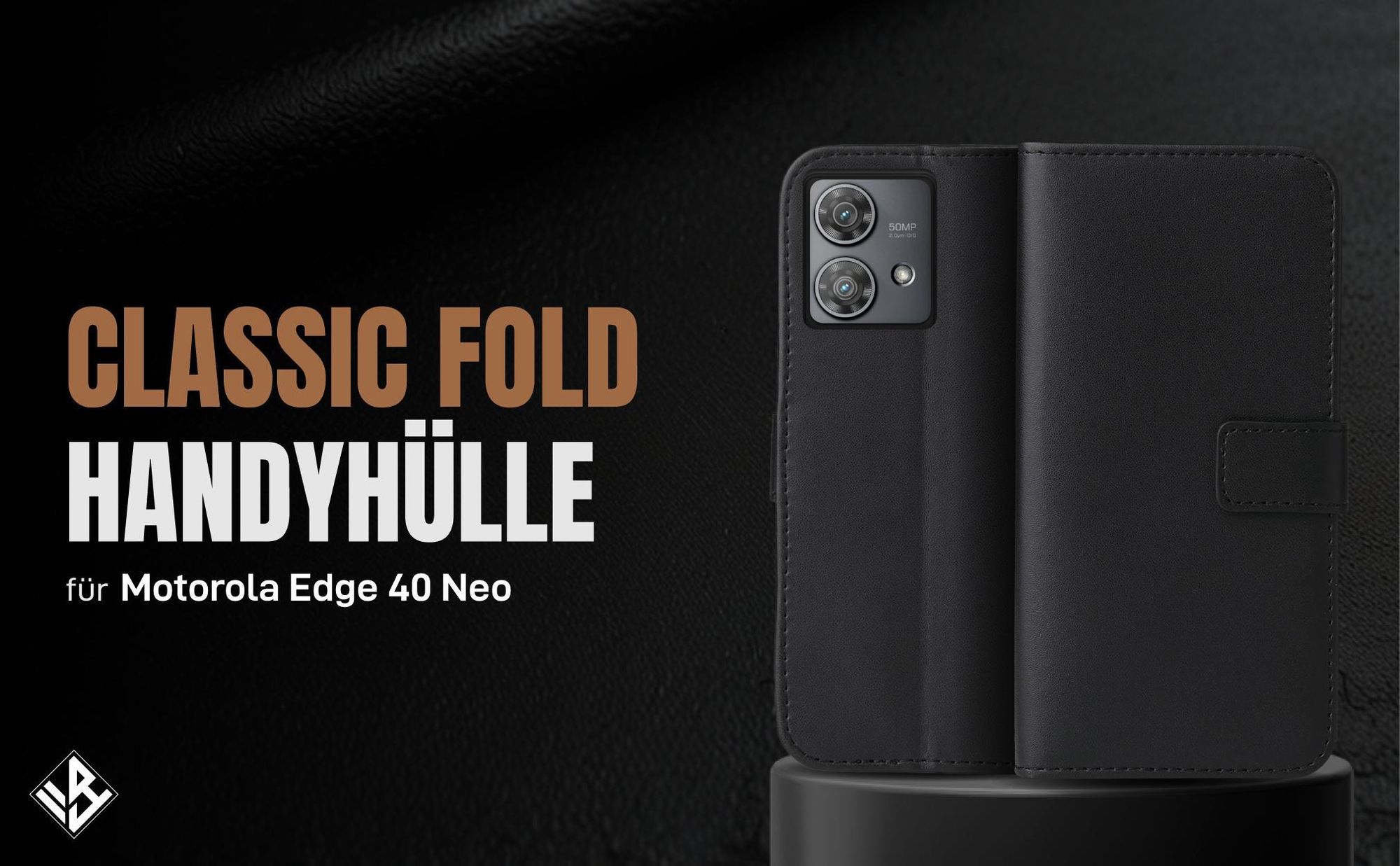 Schwarze Klapphülle für Motorola Edge 40 Neo mit Wallet-Funktion