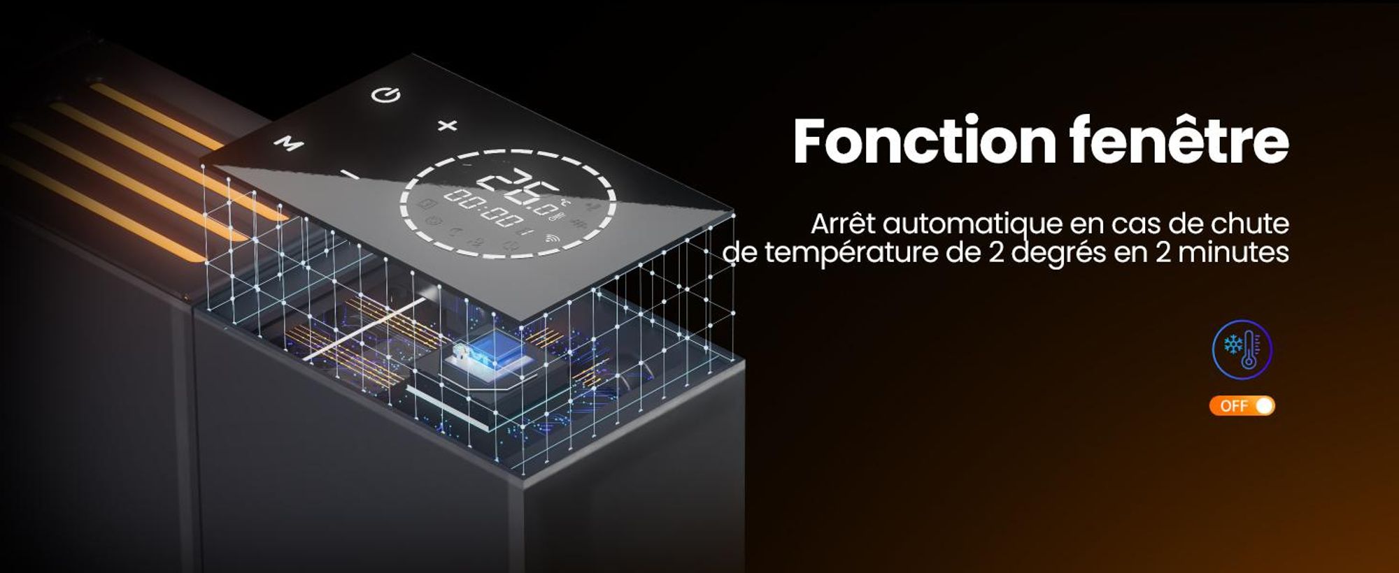 EMKE® Chauffage électrique 1000W Ecran LCD Convecteur électrique Anthracite WiFi + Alexa/Google Home Pied+Mur Anthracite Radiateur électrique pour 9m²
