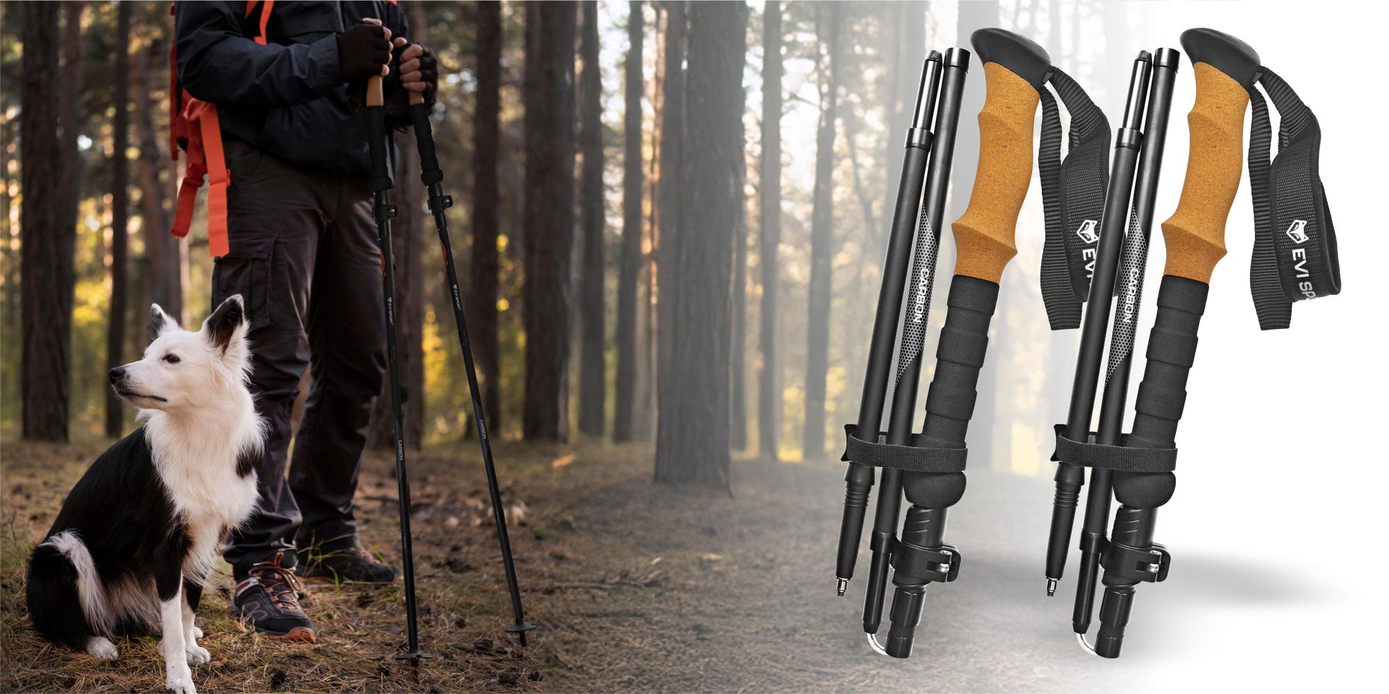 KIJE TREKKINGOWE do Chodzenia Kijki NORDIC WALKING CARBON Włókno Węglowe | KARBONOWE, lekkie, solidne, regulowane, korkowe uchwyty, stabilne