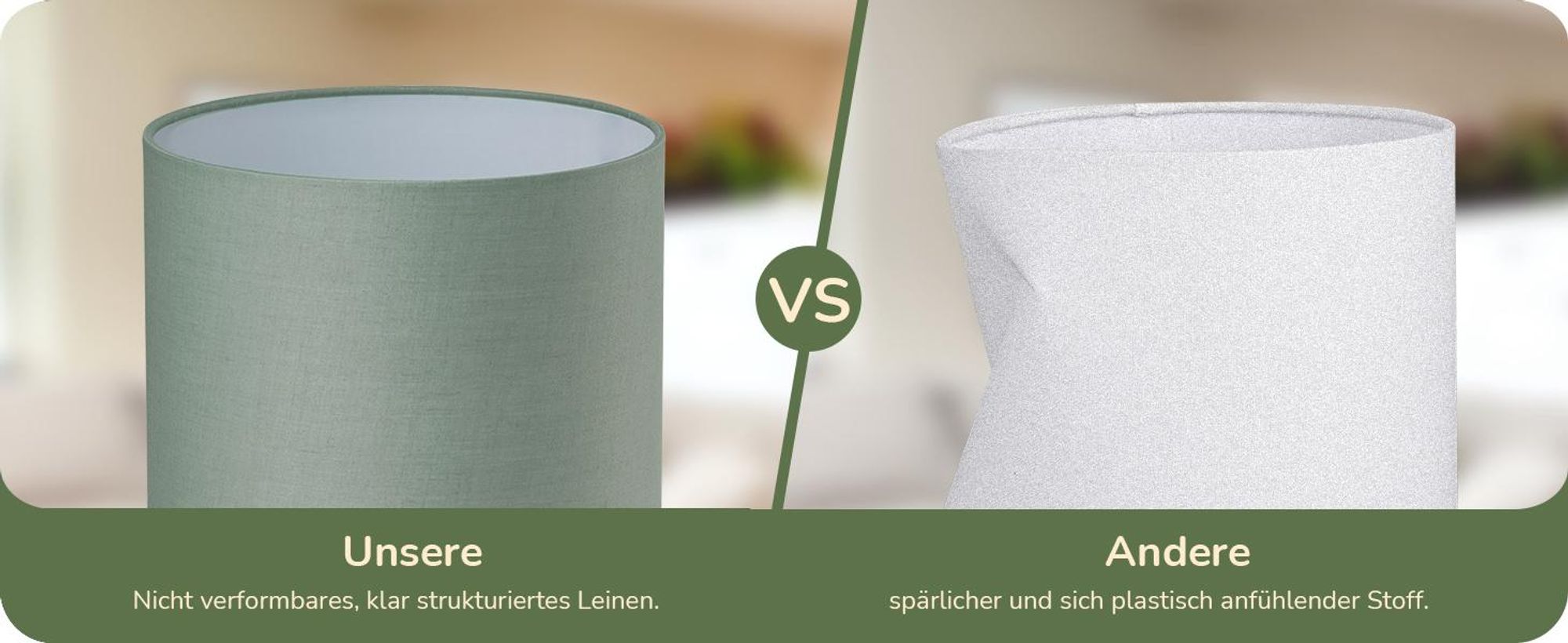 EDISHINE Tischlampe Holz,LED Nachttischlampe mit Glühbirne, E27 Tischleuchte mit Schirm, Grün