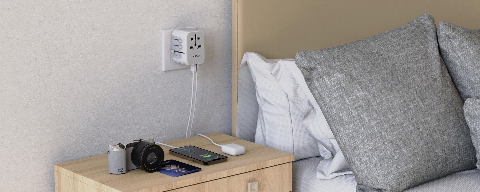 TESSAN Reiseadapter Weltweit Universal Reisestecker mit 3 USB A und 1 USB C Internationaler Steckdosenadapter