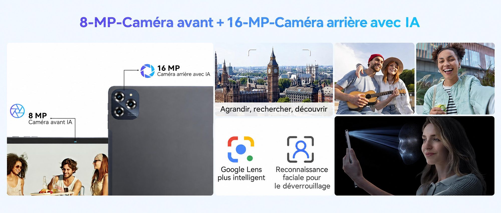 BESTTAB W90 Tablet 11 pouces Android 15, 256GB de mémoire, 1920x1200 pixels, Android 15, 24(8+16) GB RAM, 5G WiFi, Bluetooth, batterie 8000 mAh,