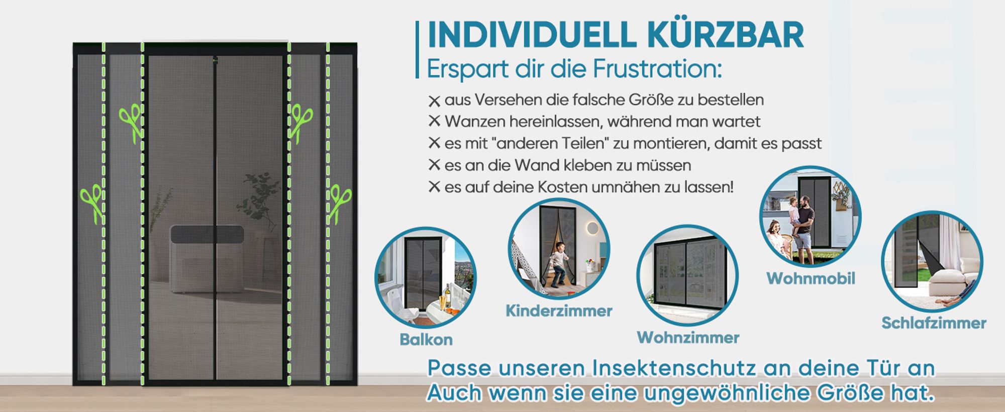 Sekey Magnet Insektenschutz 200x240cm,Flexible Breite,Zuschneidbares Fliegengitter Balkontür & Terrassentür,Kinderleichte Klebemontage Ohne Bohren