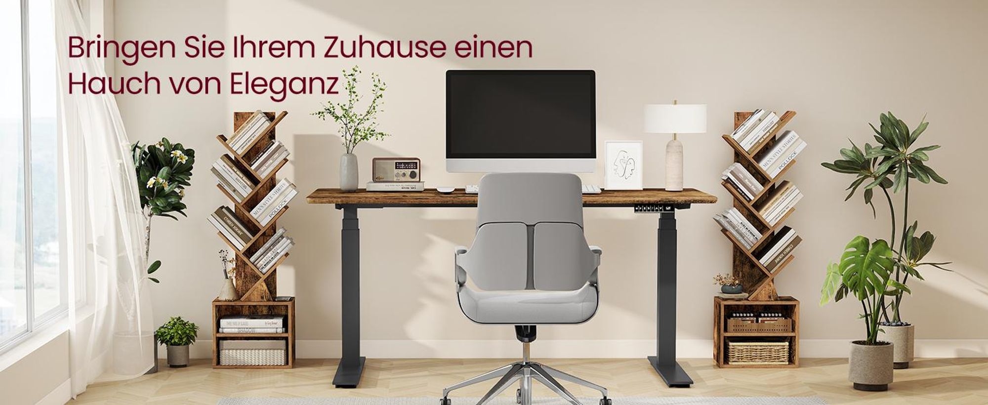 VASAGLE Bücherregal Baumform, Standregal, Eckregal platzsparend, Aufbewahrungsregal, Schlafzimmer, Wohnzimmer, Homeoffice, 2 Fächer