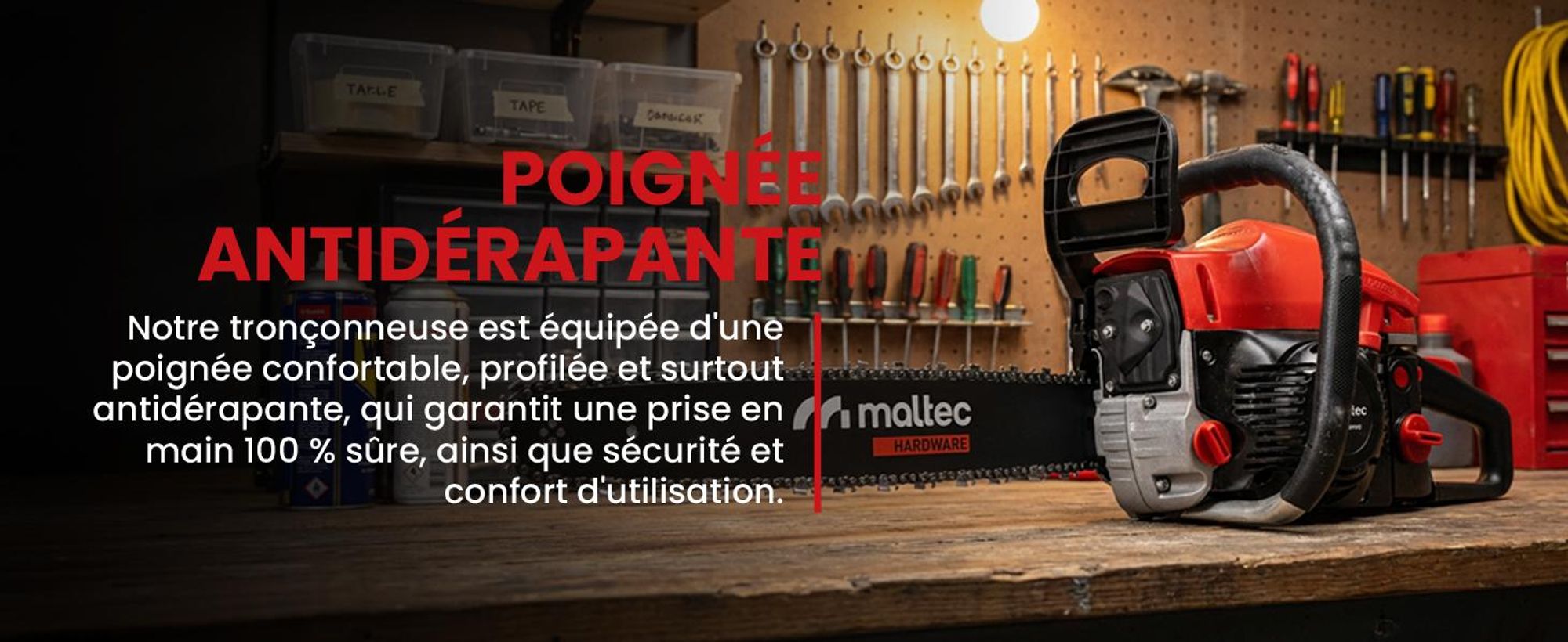 Tronçonneuse à essence Maltec Mastercut5700W®|5,7Ps|58Cc|2Xchaînes+2Xguides+huile
