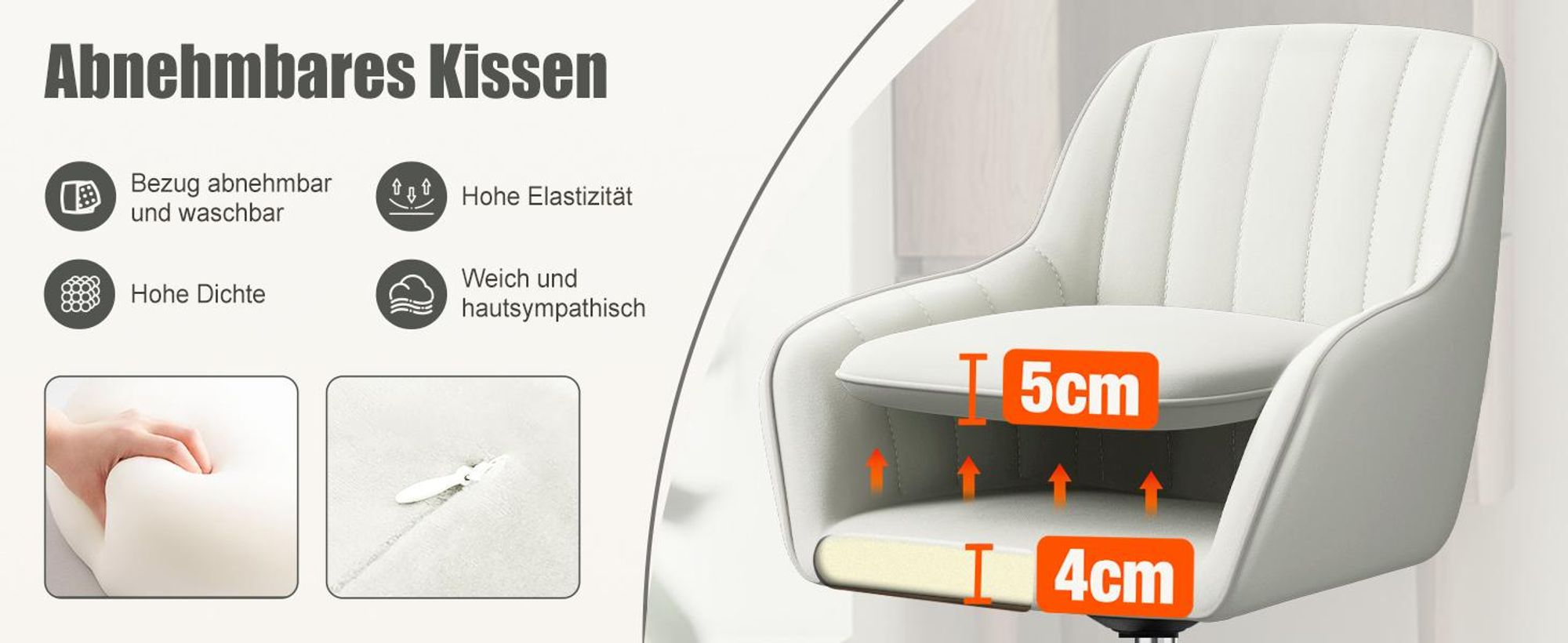 Portreen Bürostuhl, Drehstuhl,Homeoffice Stuhl,Schreibtischstuhl, bürostuhl ergonomisch, Chefsessel 150kg,Drehstuhl mit Rollen,Stuhl für Schminktisch