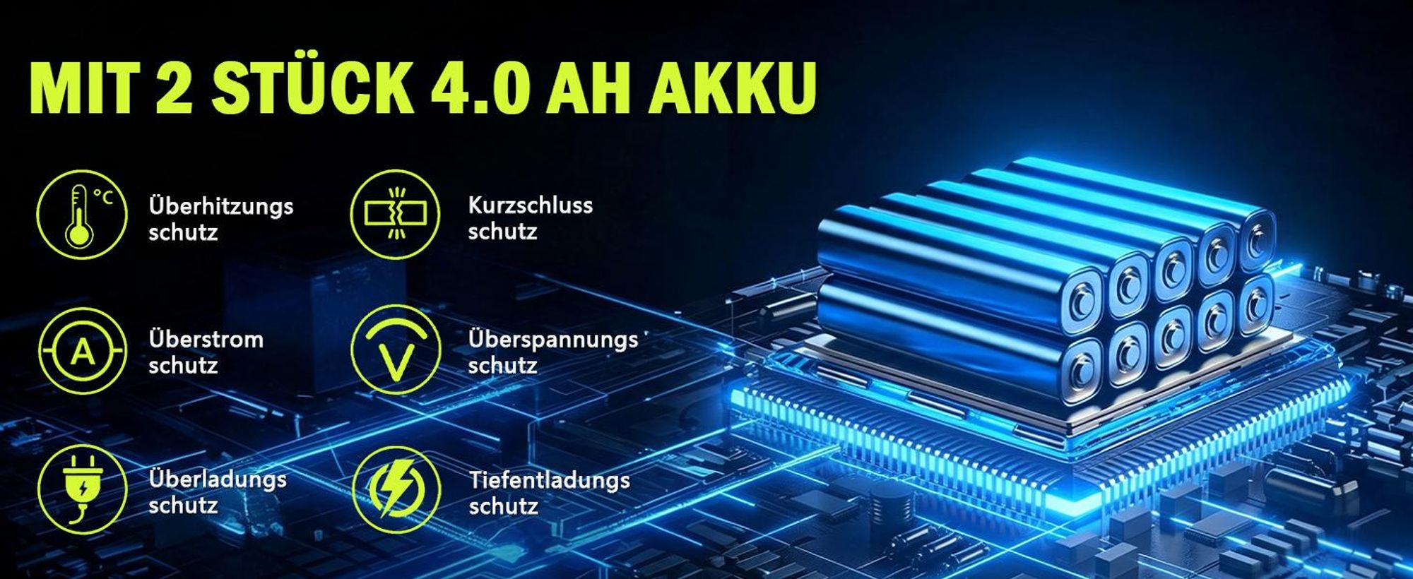 Akku Rasentrimmer 750W mit 2× 4000mAh Akkus 21V, 4 in 1 Bürstenloser Motor Rasentrimmer mit Unkrautbürste, Freischneider mit Messer und Ladegerät