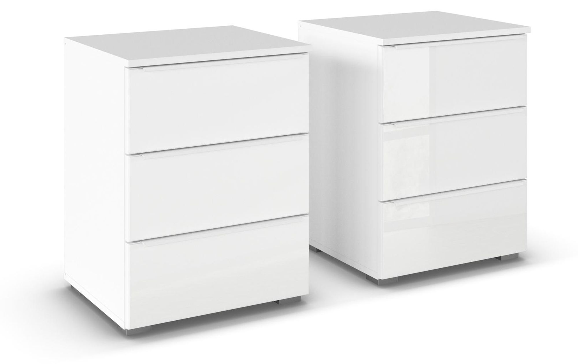 Monostar Nachtkommode – Nachttisch im 2er-Set mit Glasfront und Softclose