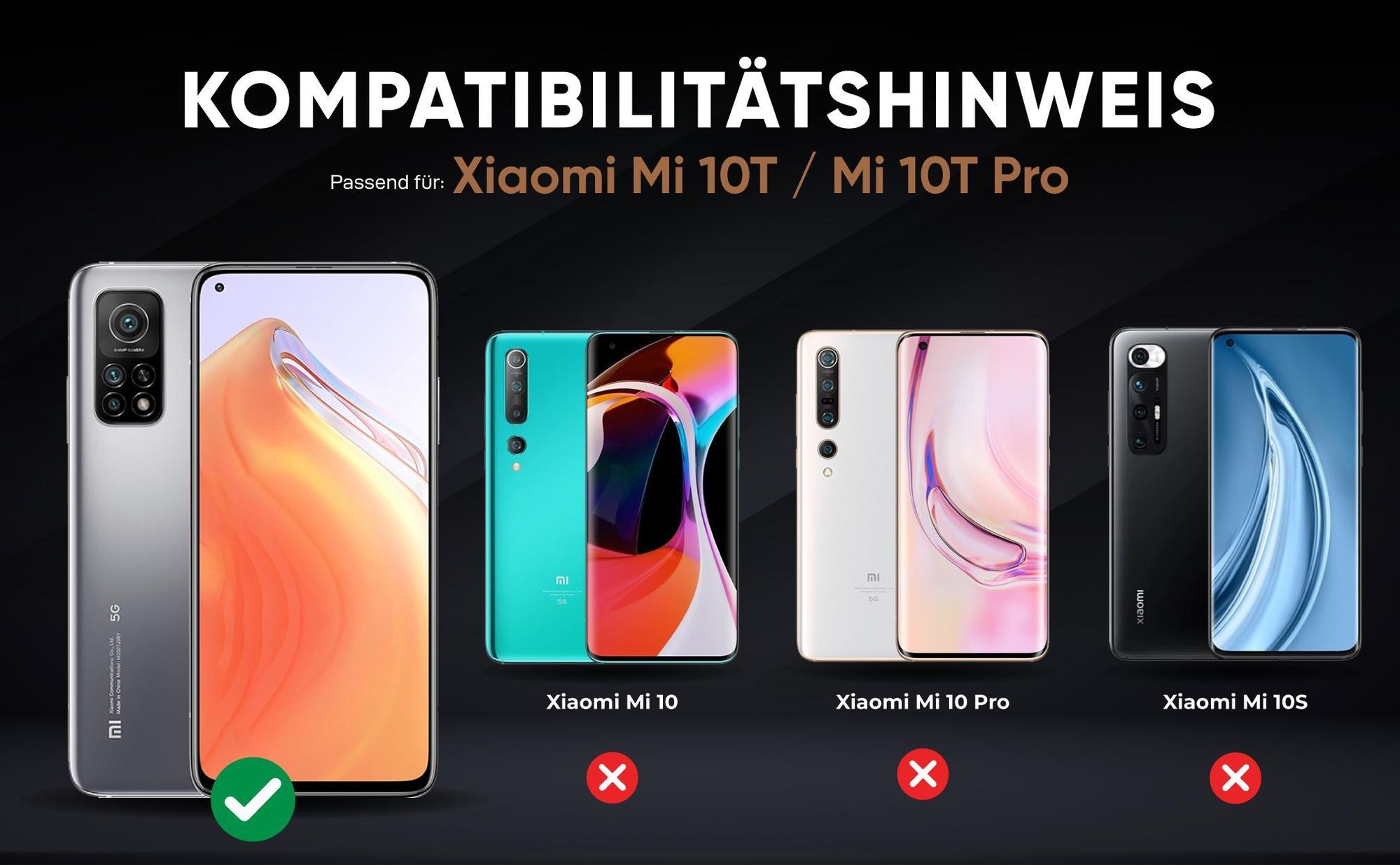 Kompatibilitätshinweise Hülle für Xiaomi Mi 10T / Mi 10T Pro