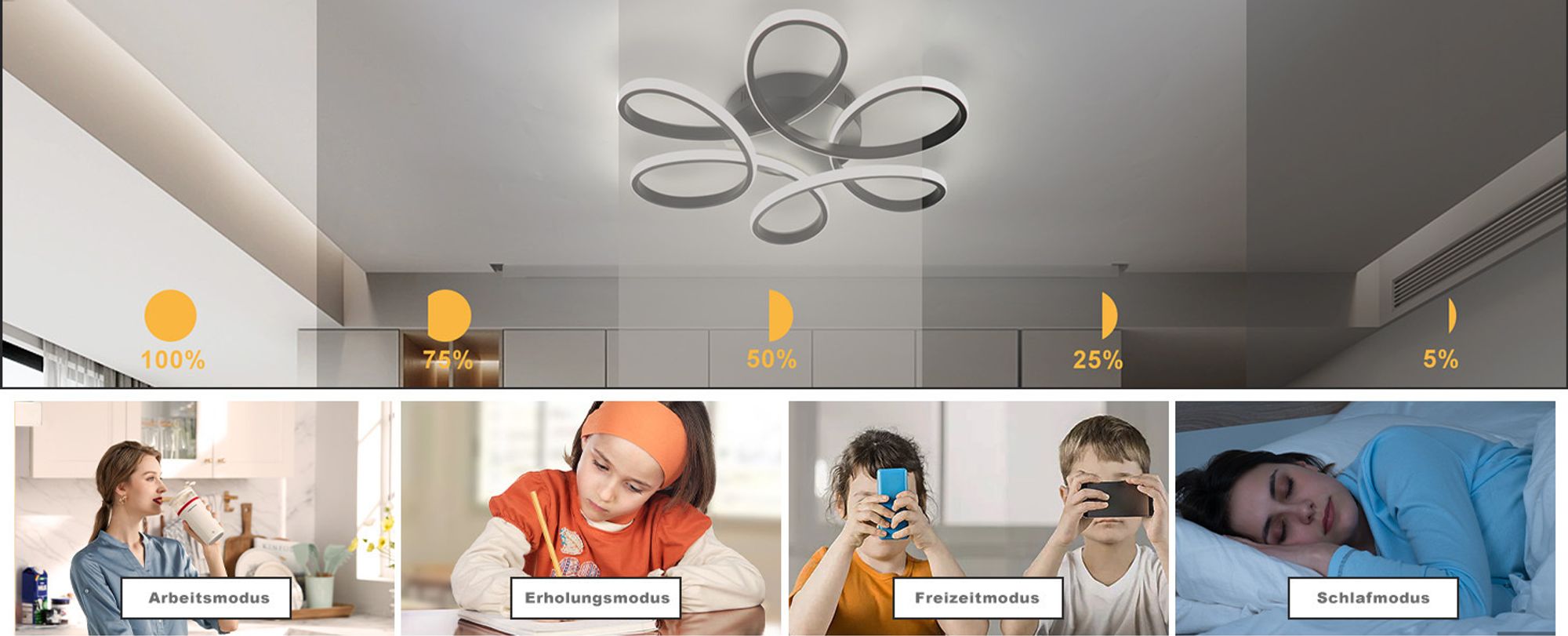 ZMH Deckenlampe LED Deckenleuchte Schwarz 26W Küchenlampe Warmweiß Schlafzimmerlampe 3000K Geometrie Design Lampe für Flur Wohnzimmer Küche Studio